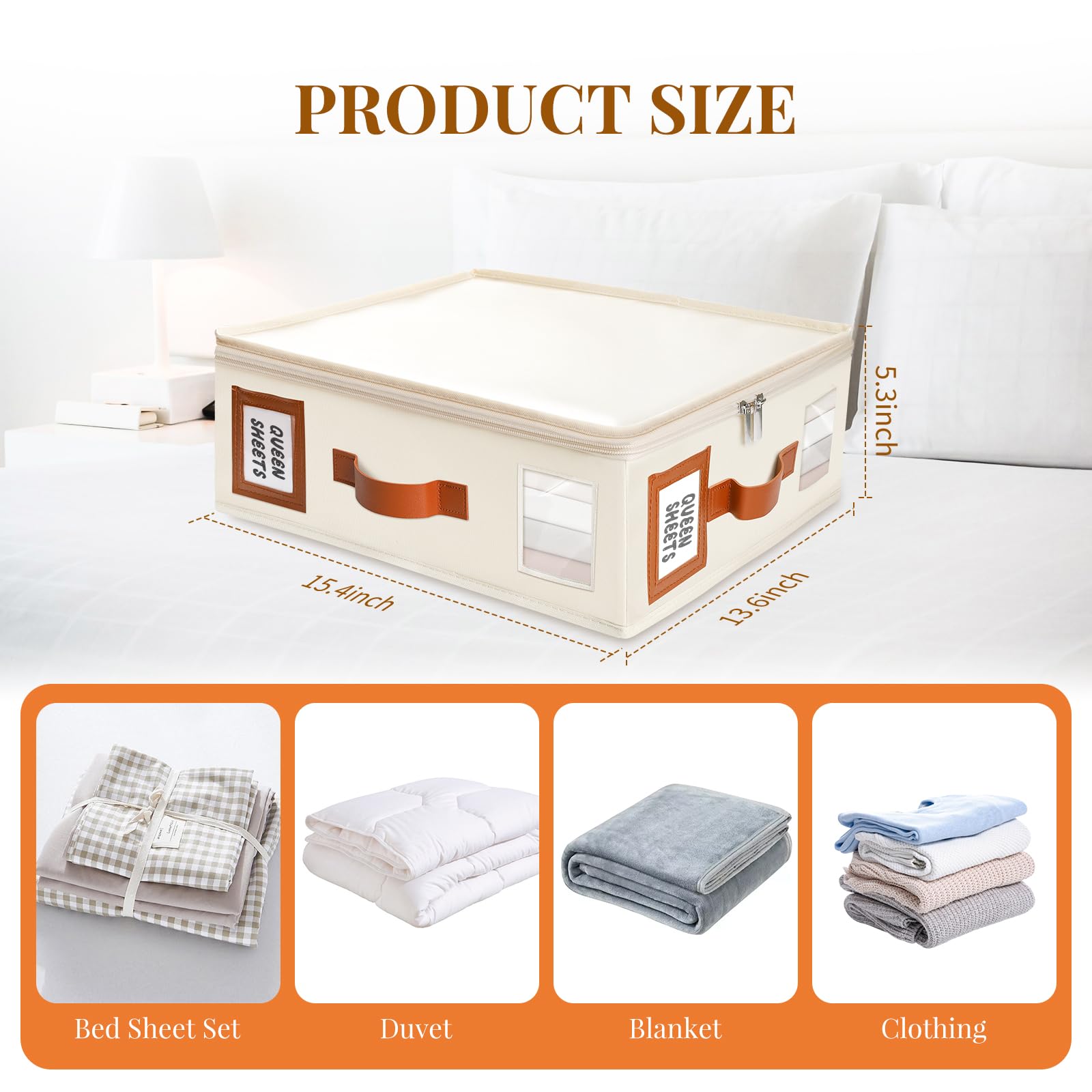 6 Pack Sheet Storage Organizer (King & Queen Size), Foldable Bed Sheets Set Organizers and Storage Organizers with Window, Foldi