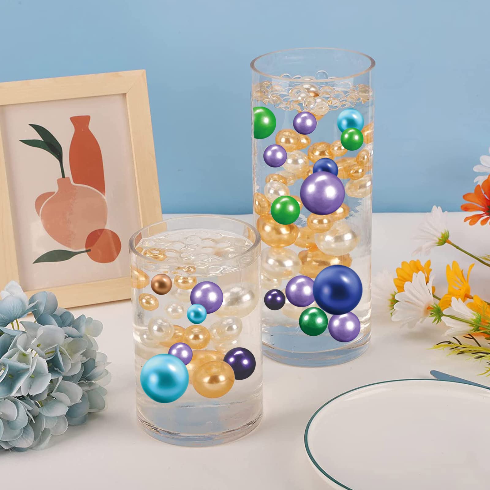200Pieces Floating NO Hole Pearls Beads for Vases and 2300 PCS for Floating,for Centerpiece,Home Decor,Party Table Wedding,Makeu