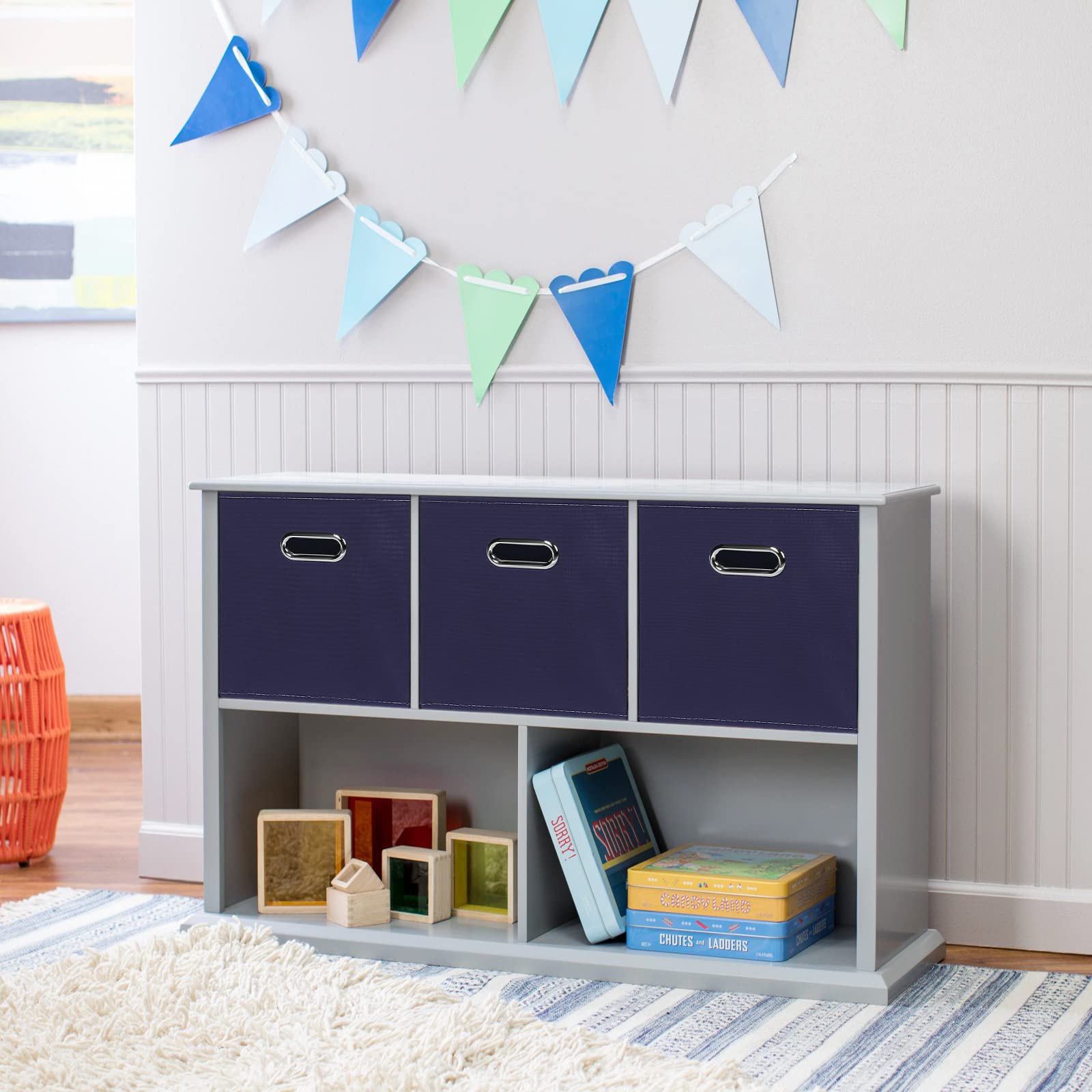 Yunkeeper Navy Blue Fabric Storage Bins, Set Of 3, 11X11X11, Foldable Cube Bins For Cloth Or Accessory Storage
