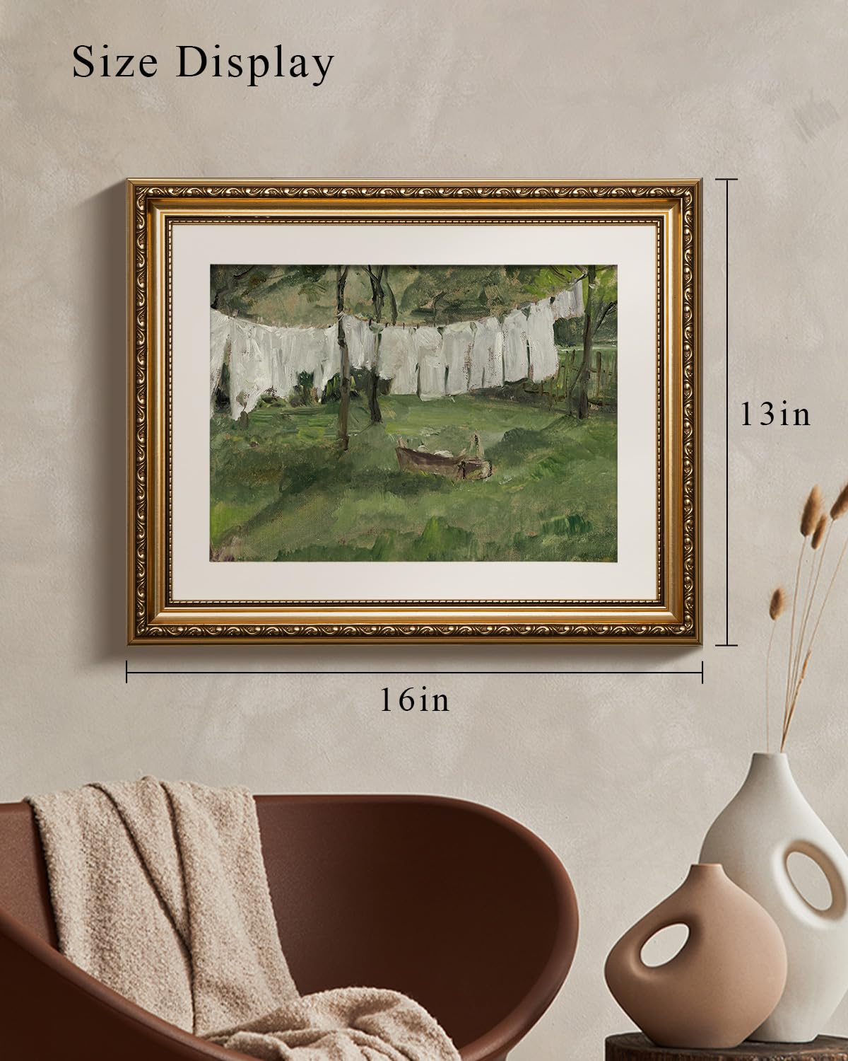 Viyyiea Gold Framed Canvas Wall Art For Living Room,Vintage Laundry Ro ...