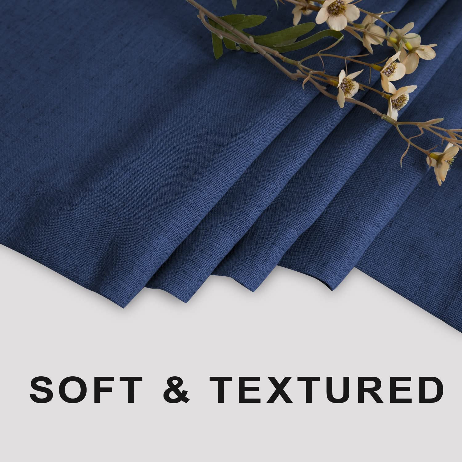 Koufall Navy Blue Shower Curtain For Bathroom,Fabric Linen Ocean Themed Nautical Shower Curtain Set With Hooks,72 Inch,Dark Blue