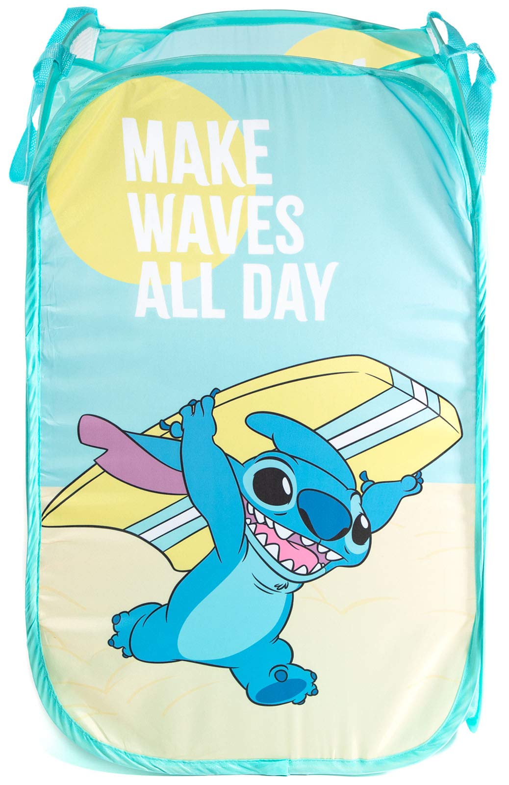 Disney Lilo & Stitch Make Waves Pop Up Hamper - Mesh Laundry Basket/Bag With Durable Handles (Official Disney Product)