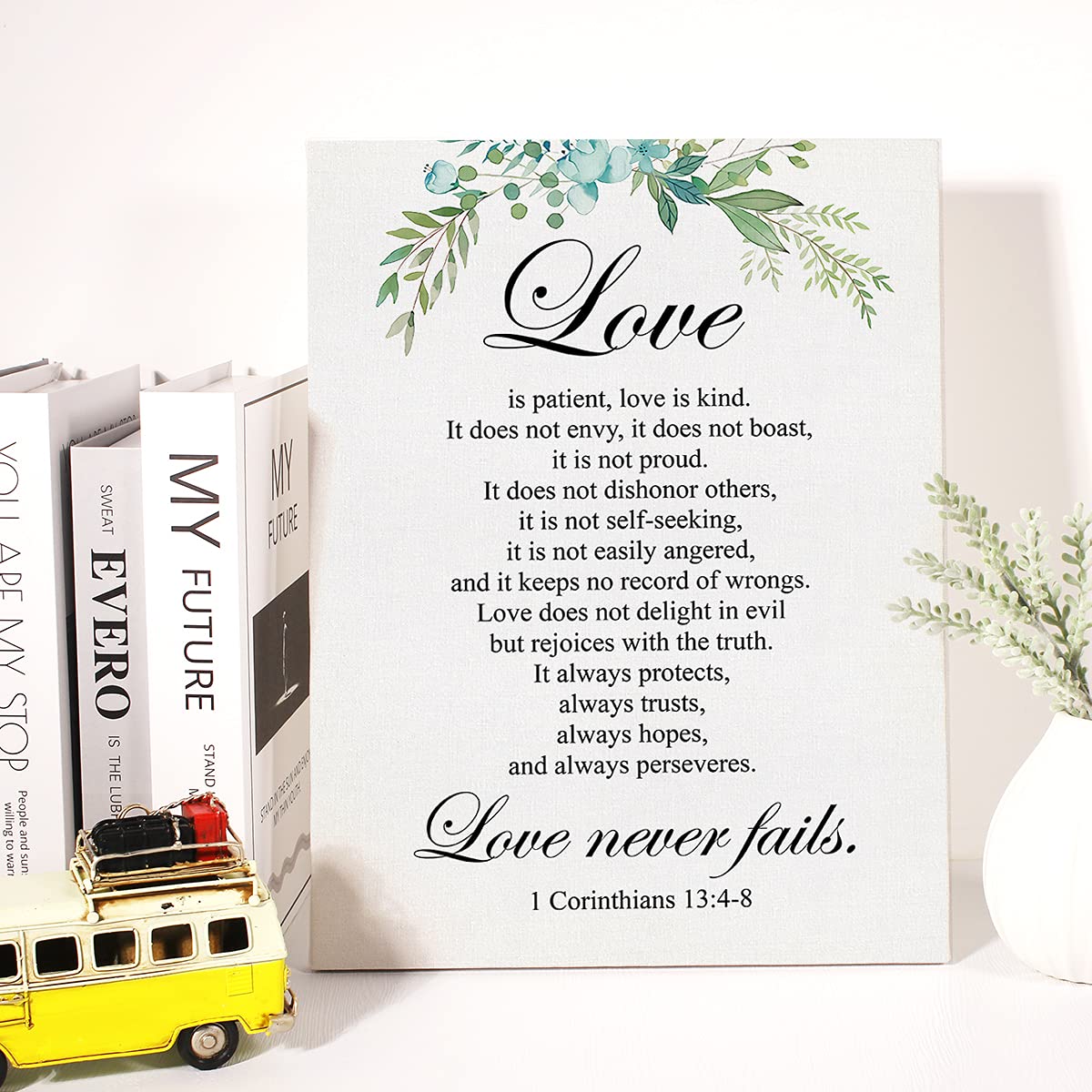 Christian Canvas Wall Art Love Is Patient Love Is Kind 1 Corinthians 13:4-8 Canvas Print Positive Scripture Canvas Painting Home
