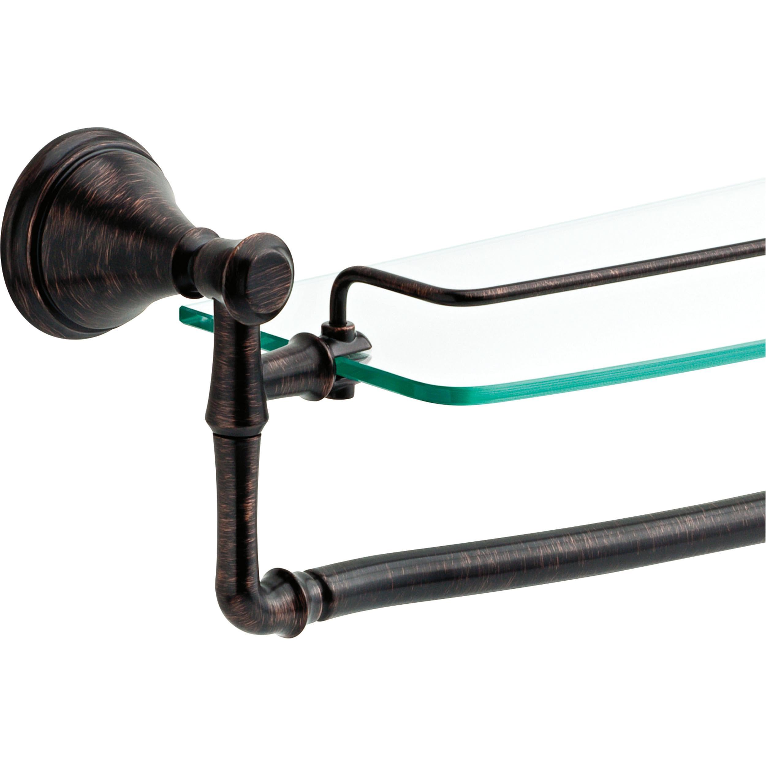 Delta 79710-Rb Cassidy 18-In Glass Shelf With Towel Bar In Venetian Bronze