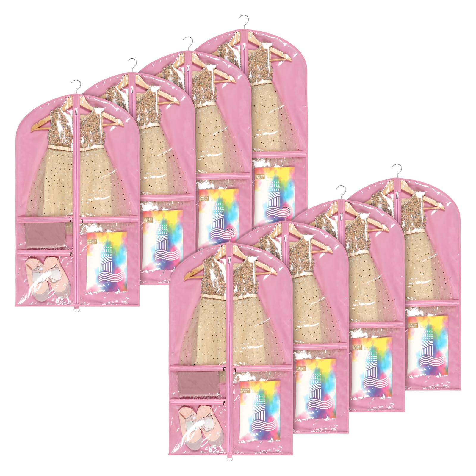 Univivi Garment Bags For Dance Costumes For Hanging Clothes, 40 Inch Breathable Dance Competition Garment Bag With 3 Medium Clea