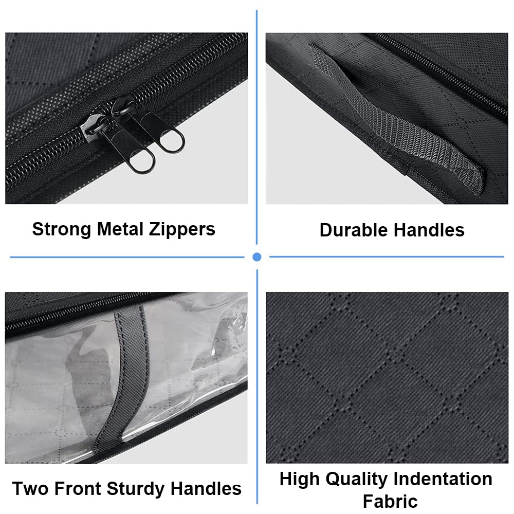 ASANMEYO Under Bed Storage Containers, 4-Pack Large Underbed Storage Bags Organizer, Thick Fabric Storage Bins with Clear Window