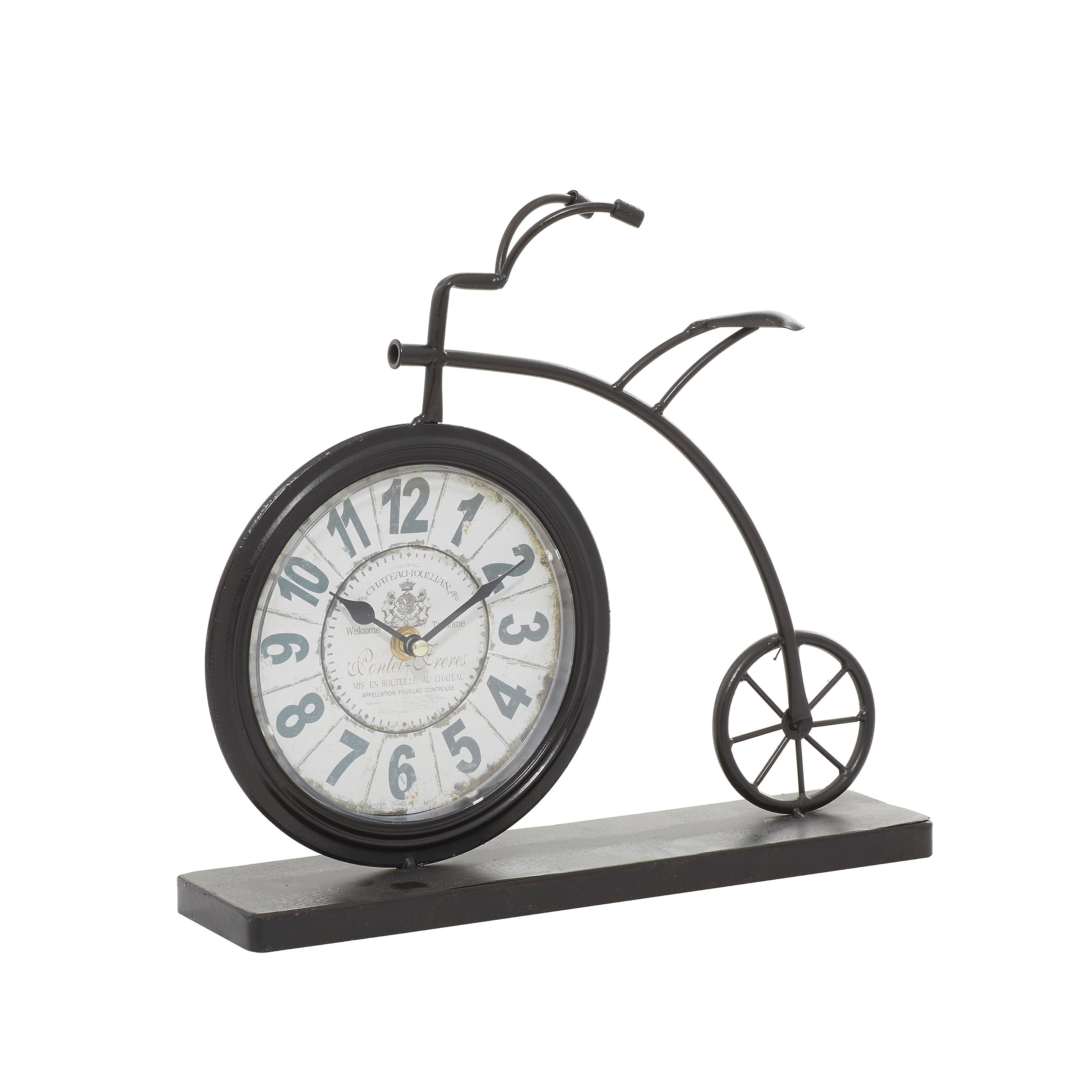 Deco 79 Metal Bike Clock, 13 x 3 x 12, Brown