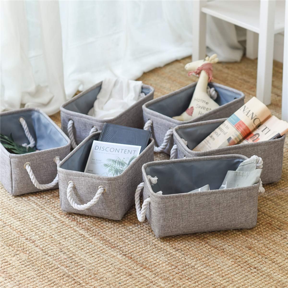 TheWarmHome Storage Bins for Shelves - 11.8x7.9x5.2 inch Grey Small Storage Baskets for Organizing  Fabric Storage Cubes Closet Organizer for Home Nursery Baby Toy Gift Laundry Decorative (Gray)