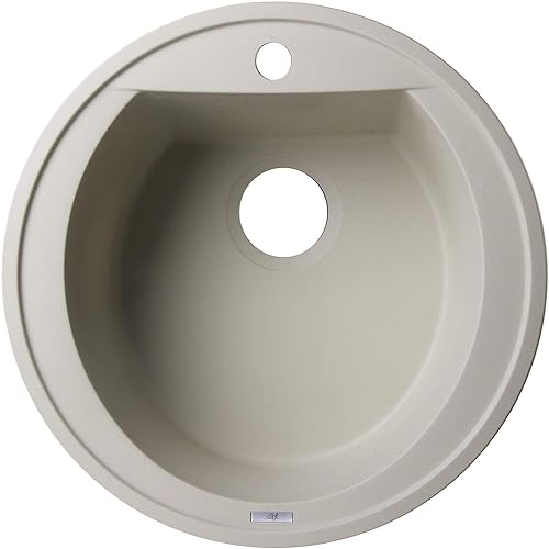 Alfi Brand Ab2020Di-B Drop-In Round Granite Composite Kitchen Prep Sink 20 Biscuit