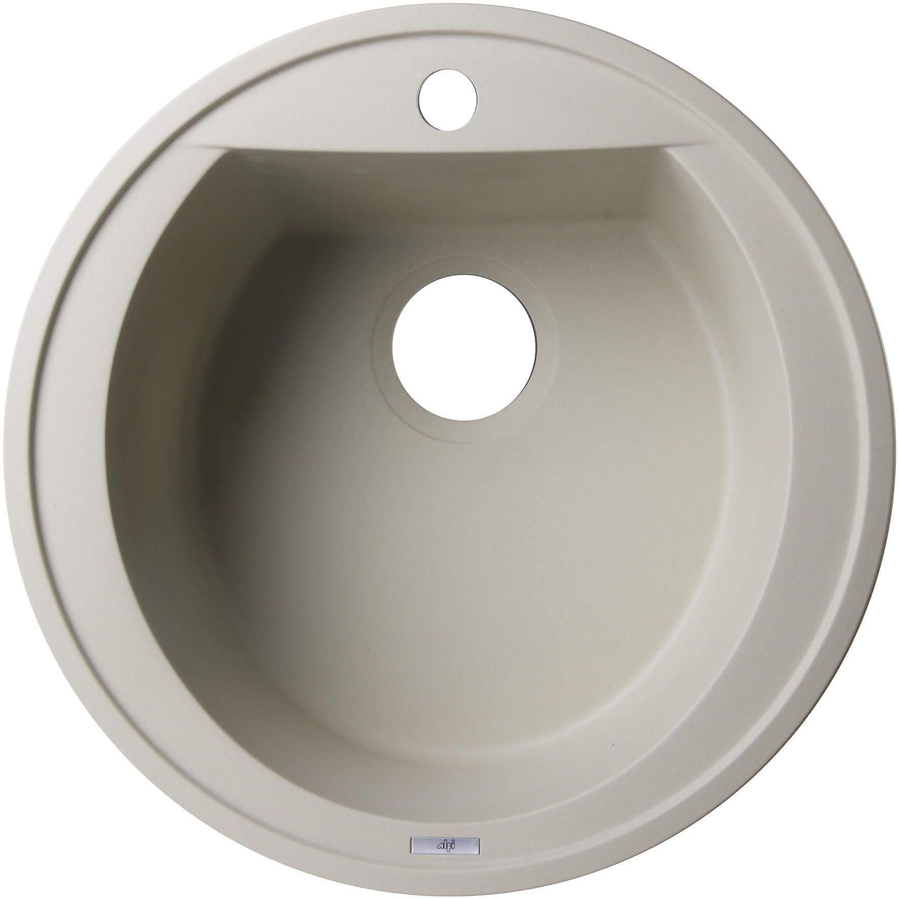 Alfi Brand Ab2020Di-B Drop-In Round Granite Composite Kitchen Prep Sink 20 Biscuit