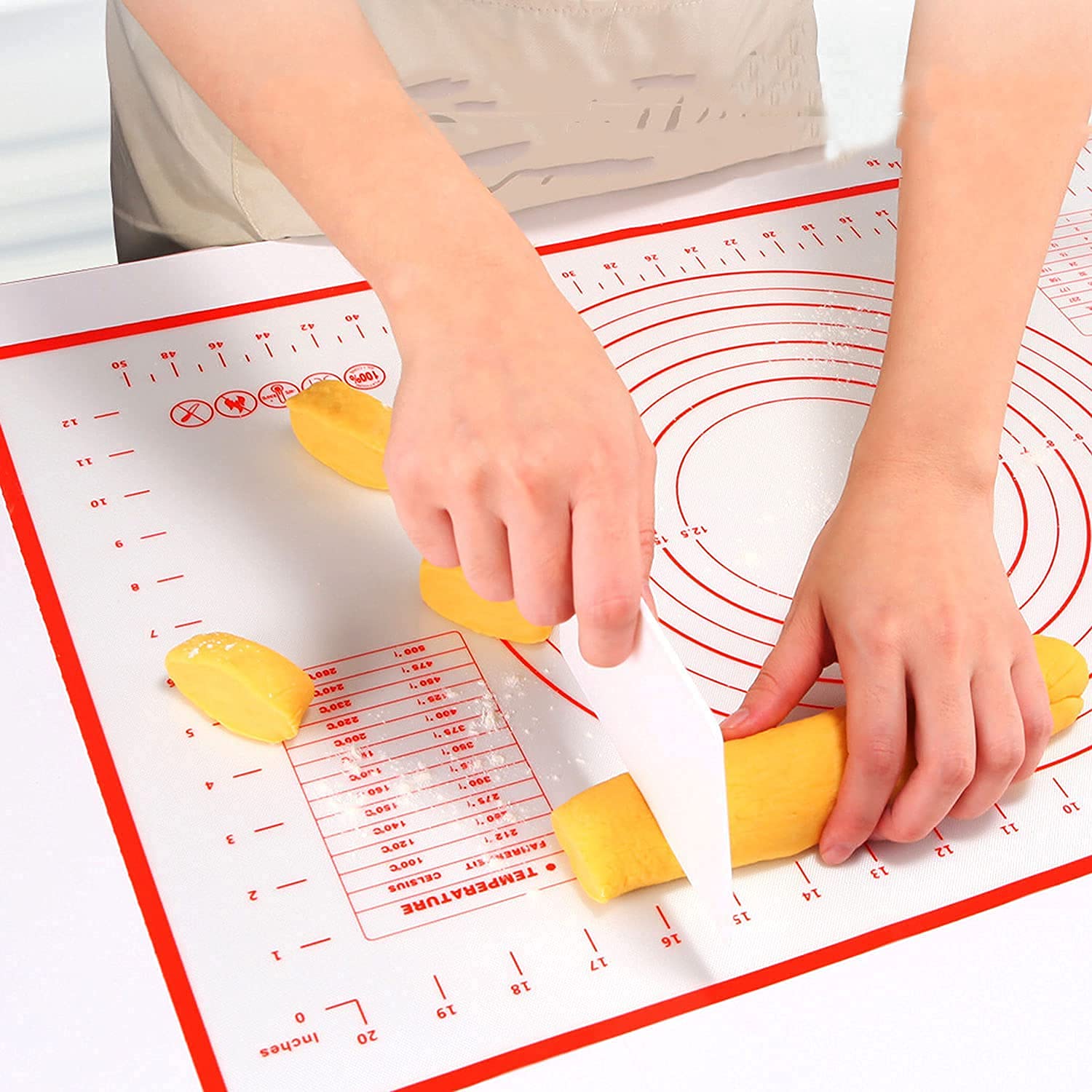 Aoobaba Pizza Dough Roller And Docker And Silicone Pastry Dough Mat And Dough Scraper Cutter Time-Saver Dough Tools Set 5 Pieces