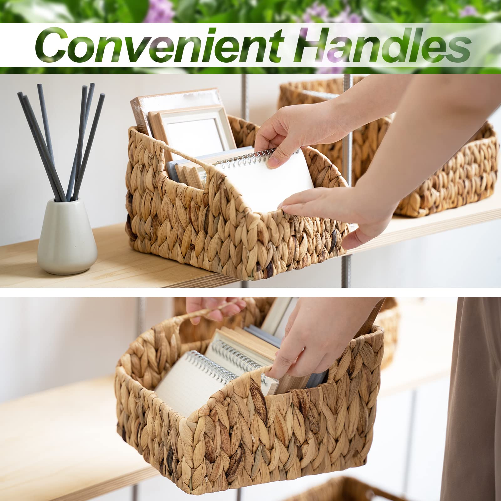 Fairyhaus Wicker Baskets 2 Pack, Natural Large Wicker Baskets For Storage, Nesting Hand-Woven Water Hyacinth Wicker Baskets For