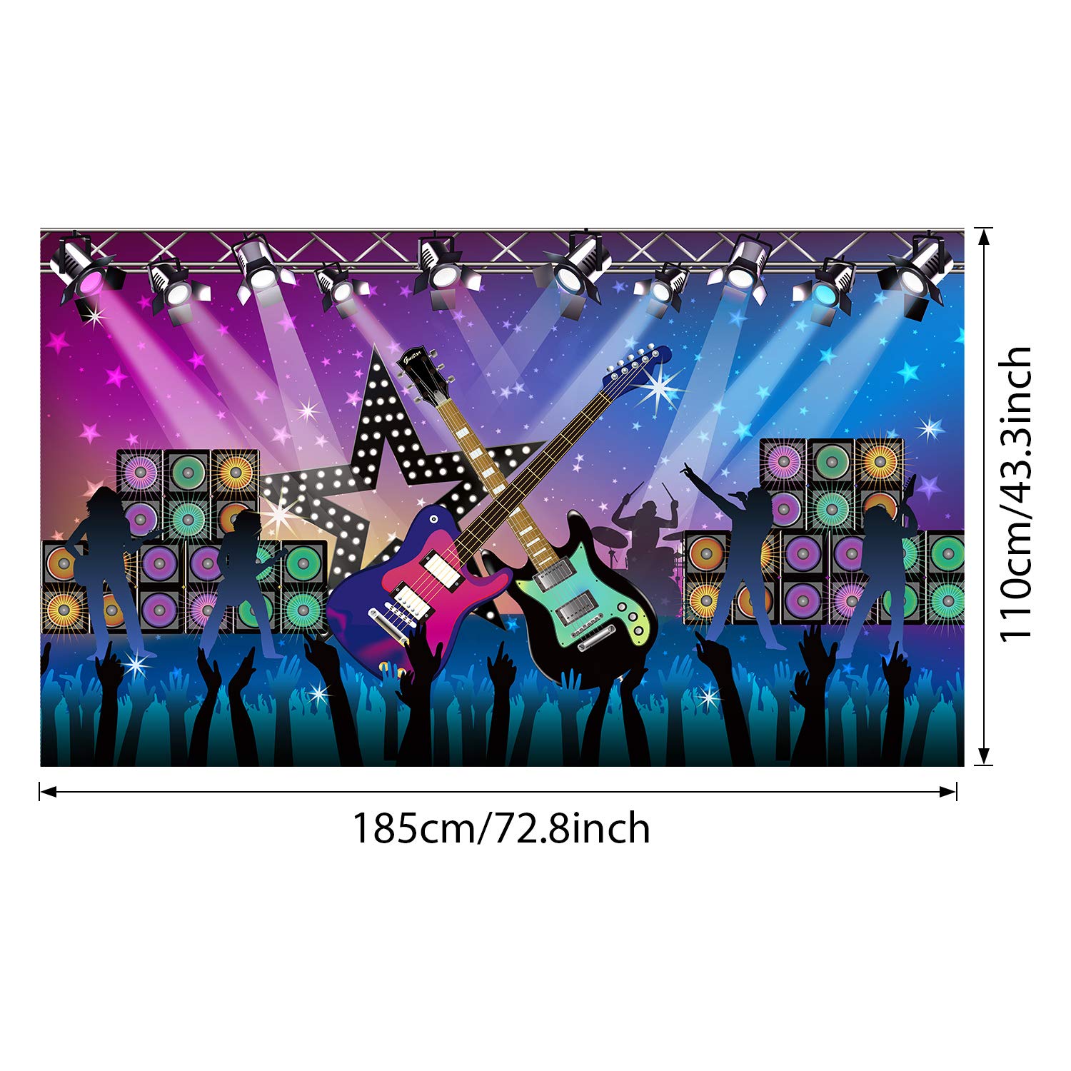 Blulu Karaoke Party Decorations Rock and Roll Backdrop Banner Tapestry Band Rock Star Banner for Music Party Photography Studio