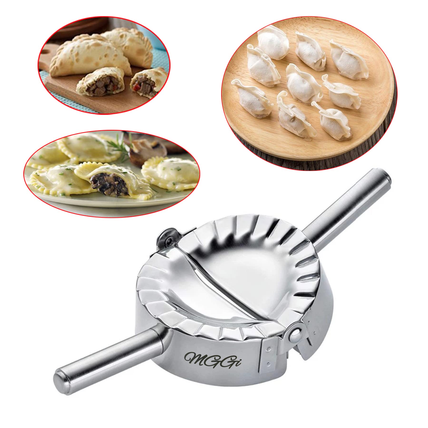 Mggi Stainless Steel Ravioli Mold Pierogi Dumpling Maker,X-Large Size 5'' Goya Empanada Press Mold, Ravioli Mould Crimper,Wraper