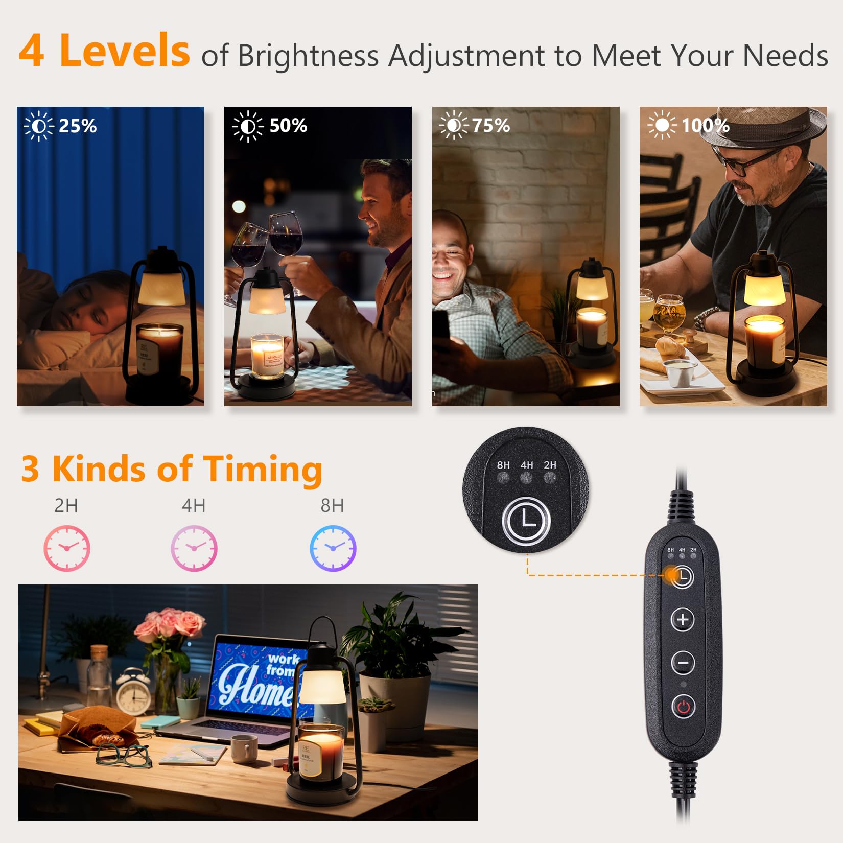 MAOYUE Candle Warmer Lamp with 2 Bulbs Compatible with Jar Vintage Electric Dimmable Candle Melter Top Melting for Scented Wax f