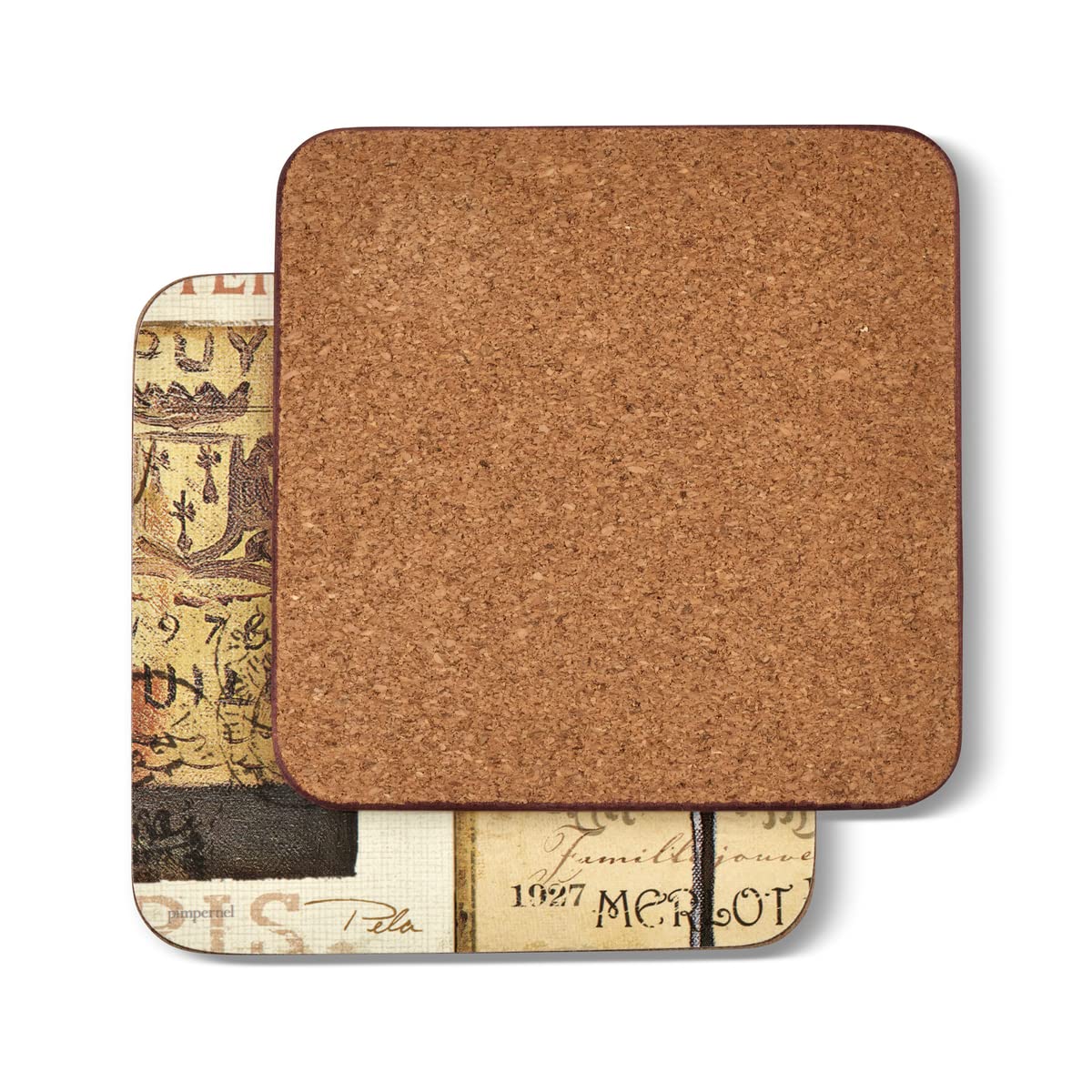 Pimpernel French Cellar Collection Coasters | Set Of 6 | Cork Backed Board | Heat And Stain Resistant | Drinks Coaster For Table