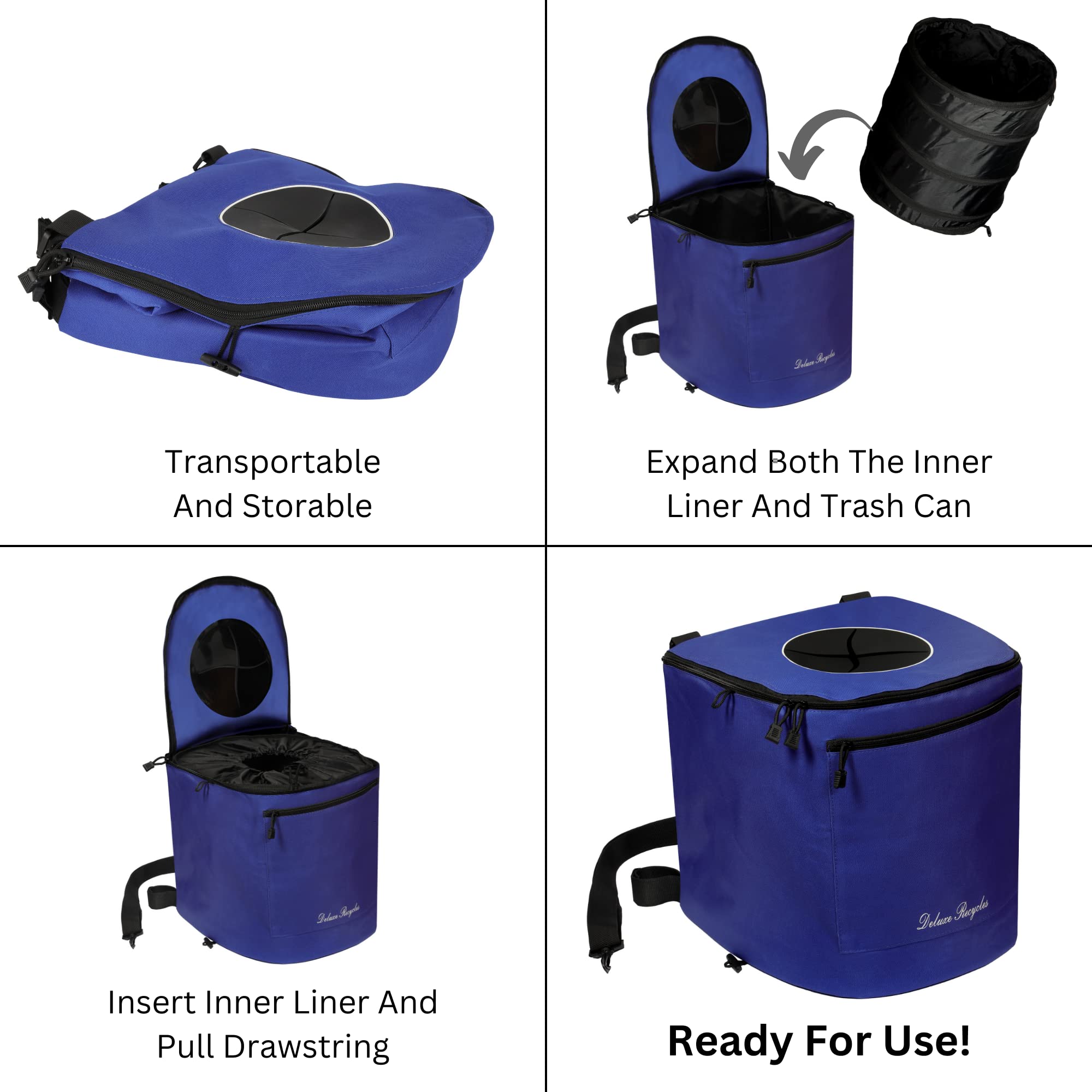 Deluxe Recycles Portable Trash Can For Boating And Camping - Durable And Collapsible With Inner Bin - Kayak, Fishing, Beach, Hik