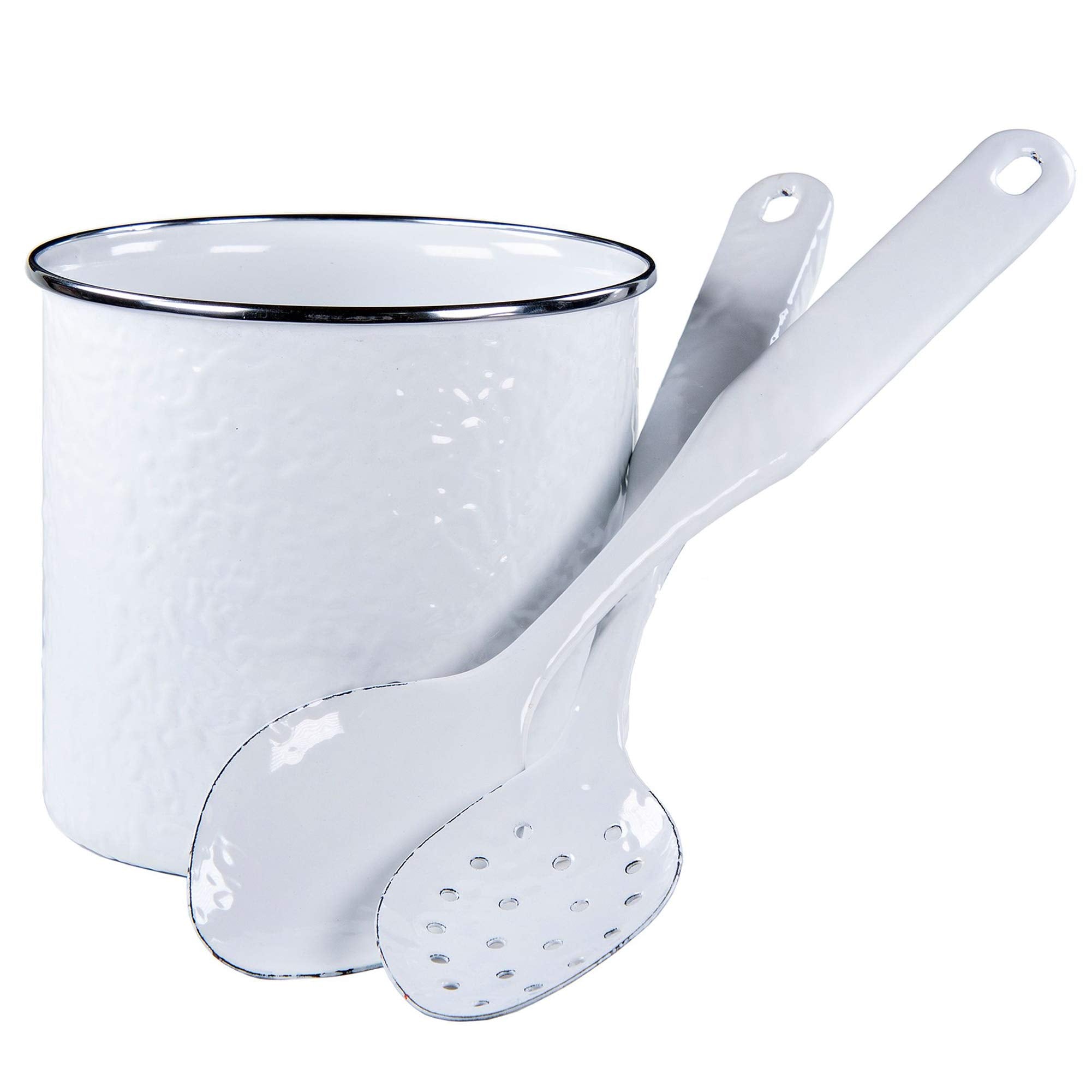 Golden Rabbit Enamelware - Utensil Holder (Solid White)