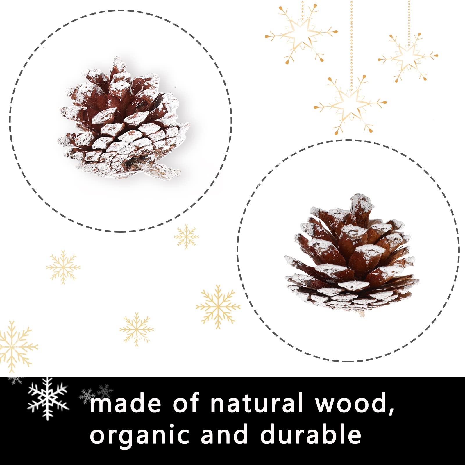 Whaline 170Pcs Christmas Pine Cones Berry Pine Branch Set Snow Pinecones Pendant White Winter Holiday Ornament for DIY Crafts Ho