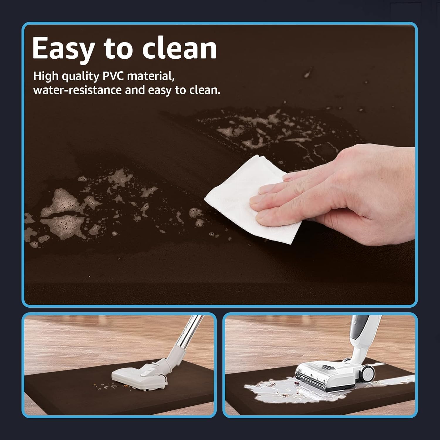 Art3D Anti Fatigue Mat - 1/2 Inch Cushioned Kitchen Mats - Comfort & Non Slip Cushion For Standing Desk, Office Or Garage Floor