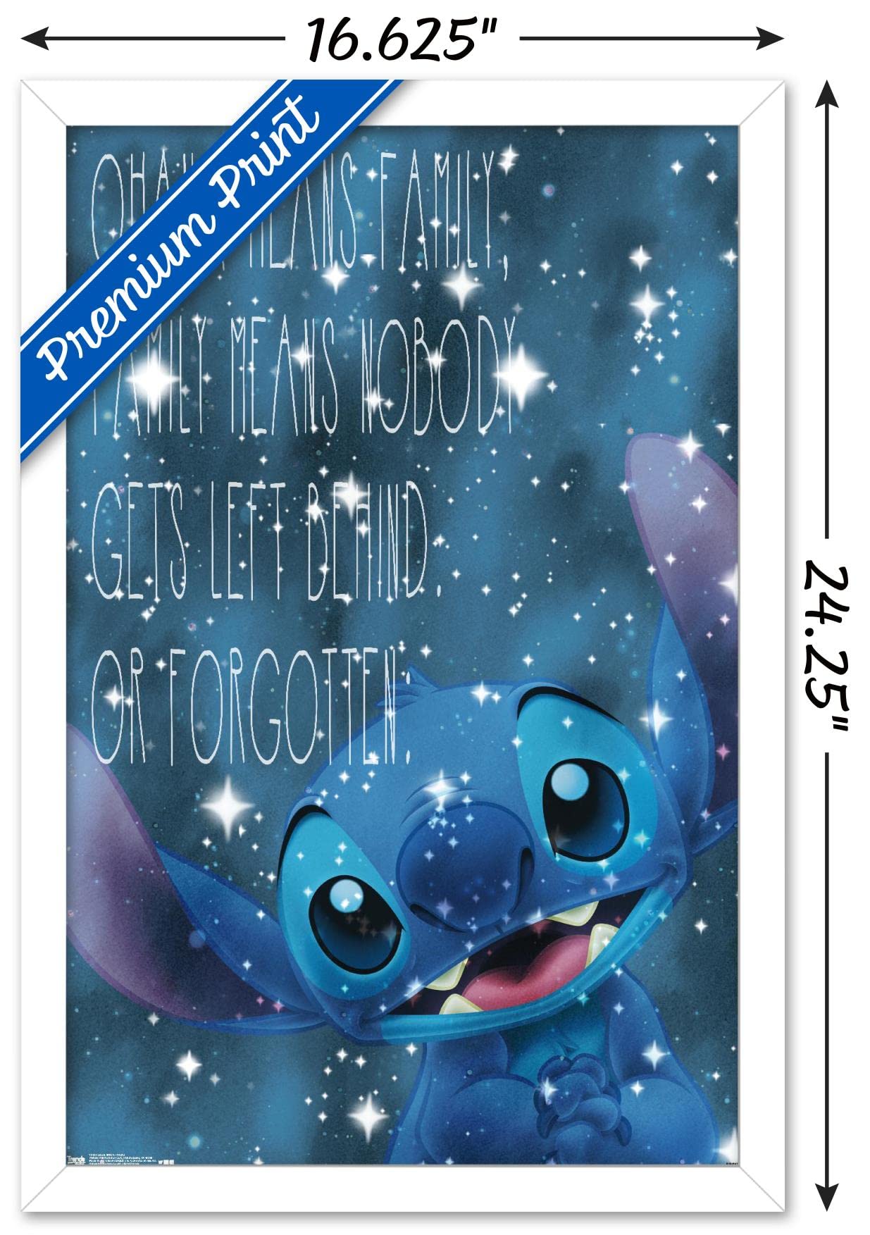 Trends International Disney Lilo And Stitch - Ohana Wall Poster, 14.725'' X 22.375'', White Framed Version