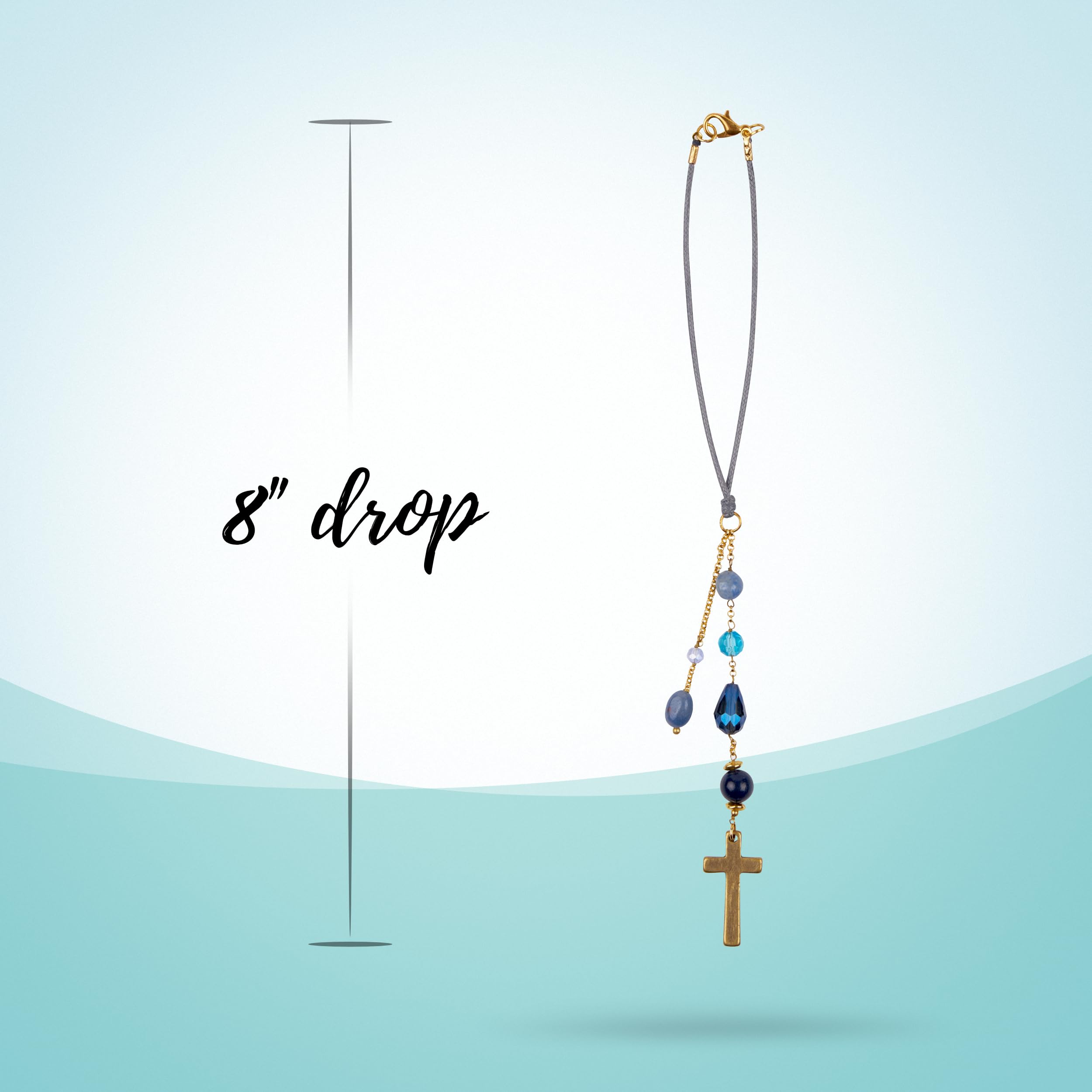 Akitai Rear View Mirror Tassel - Sun Catcher Rearview Mirror Charm and Blue Tassel for Cars, Transforms Sunlight and Diffuses Co