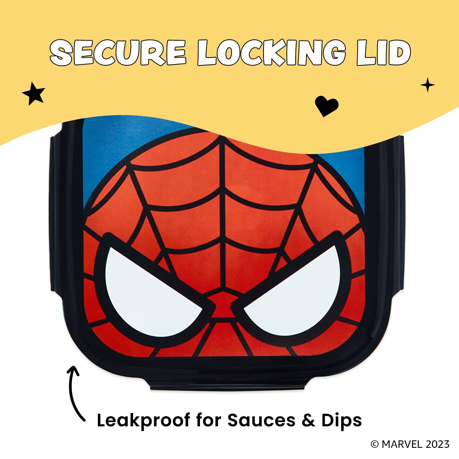 Yoobi X Marvel Spider-Man Bento Box And Ice Pack - 3 Compartment Lunch Box, Dishwasher & Microwave Safe Food & Snack Container F