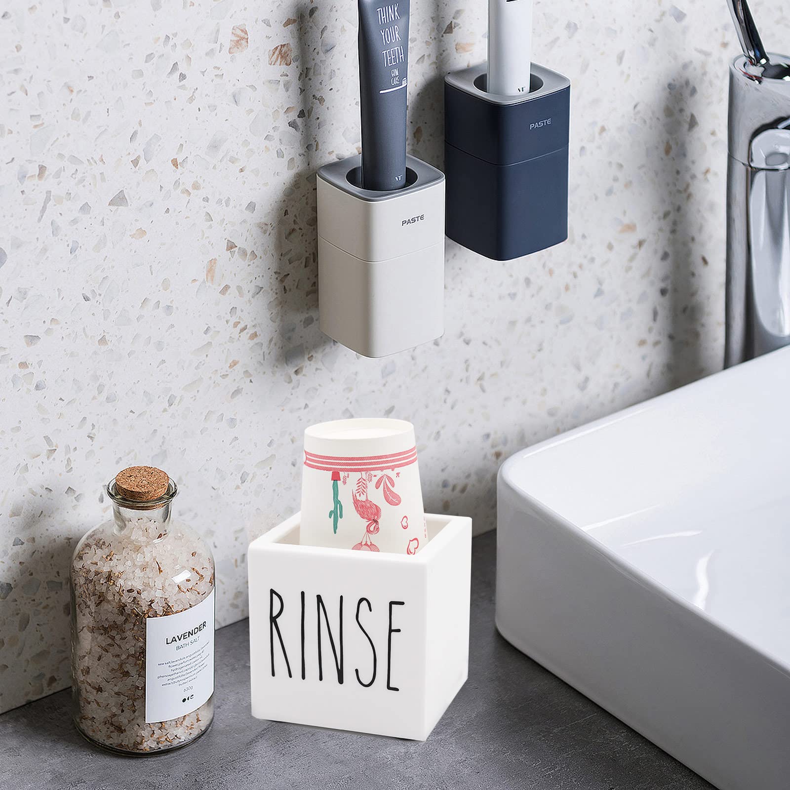 White Acrylic Dixie Cup Dispenser, Disposable Paper Cup Dispenser Storage Holder, 3/5 Oz Dixie Cup Holder, Bathroom Paper Cup Ri