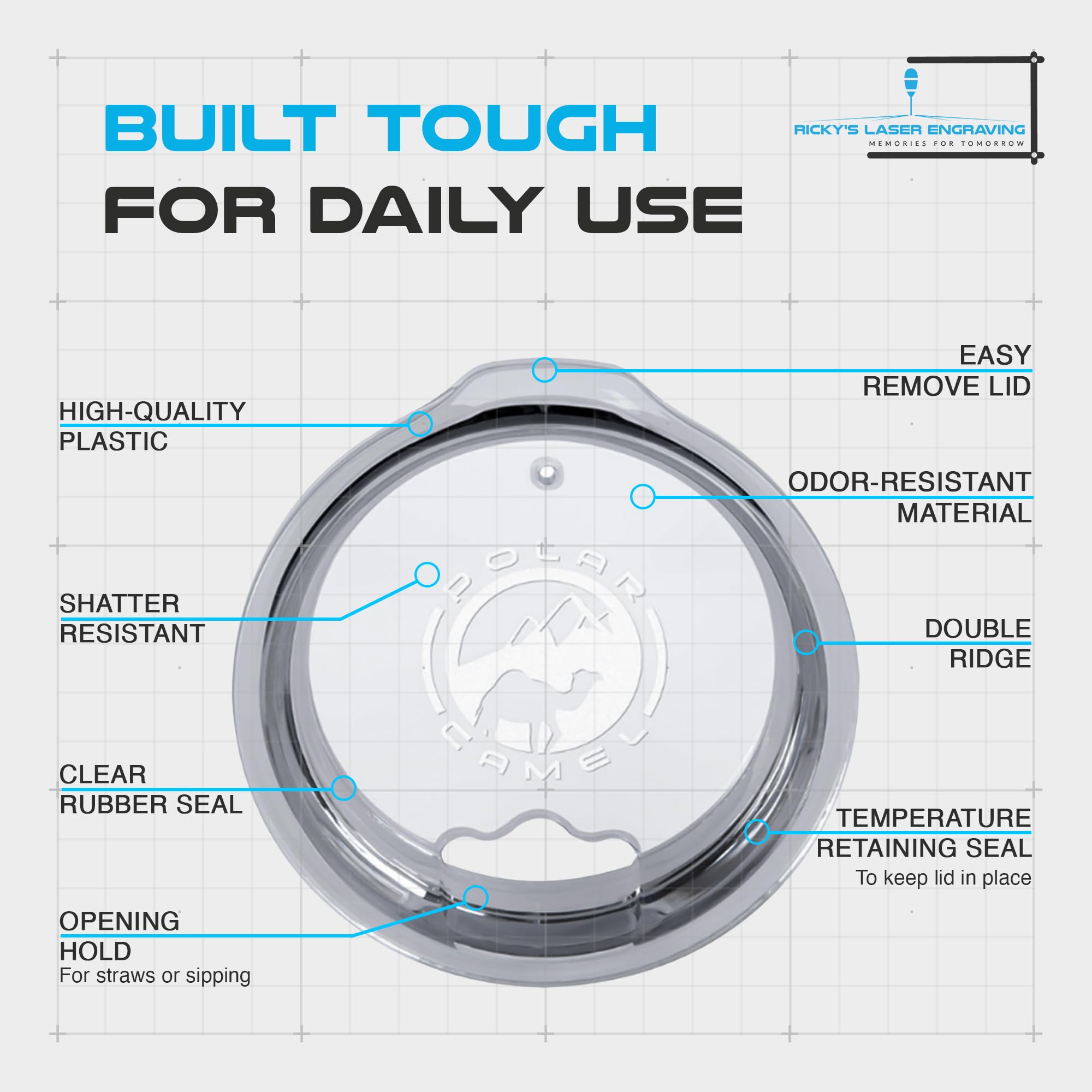 Polar Camel Replacement Lid (10, 15, 16, 20 Tumblers & 20 Oz. Pilsners, Replacement Lid (2-Pack))