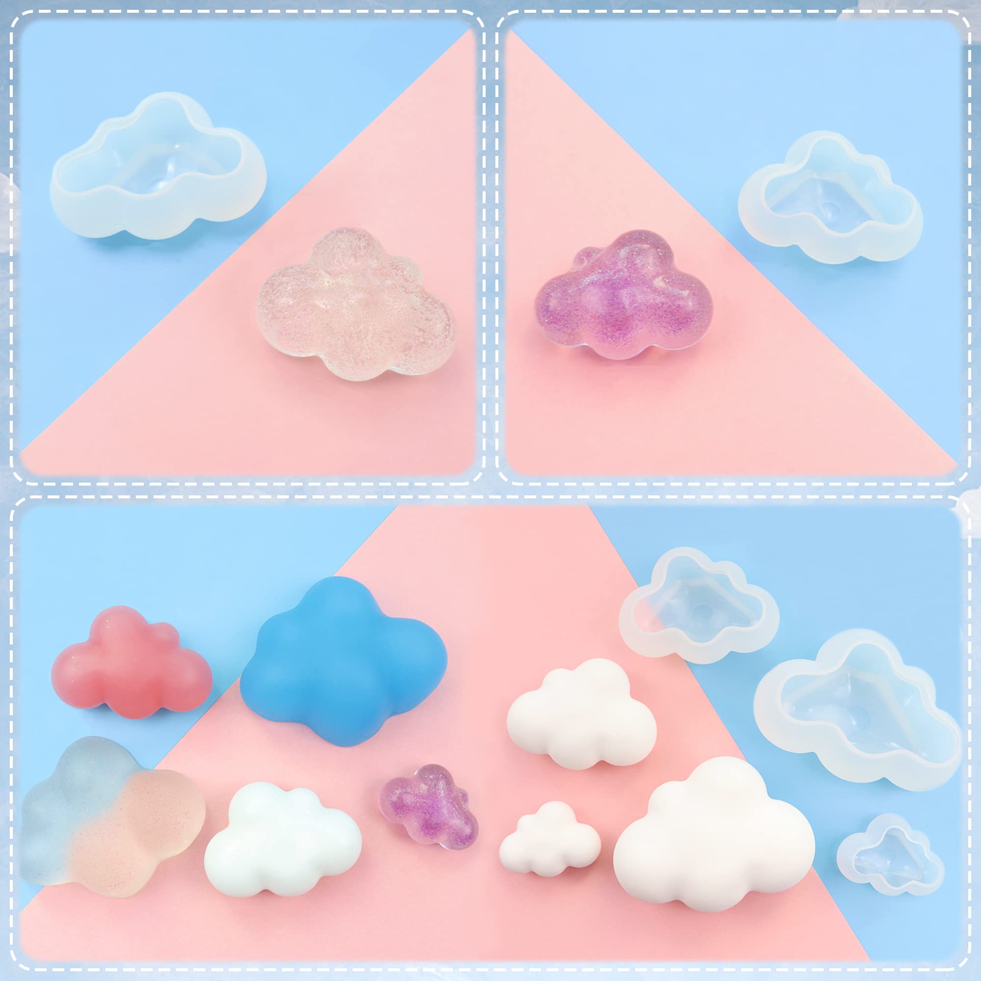 14 Pieces Cloud Shape Mold Set, 11 Pieces Cloud Cookie Cutters And 3 Pieces 3D Cloud Silicone Molds Fondant Cloud Cutter Cake Mo