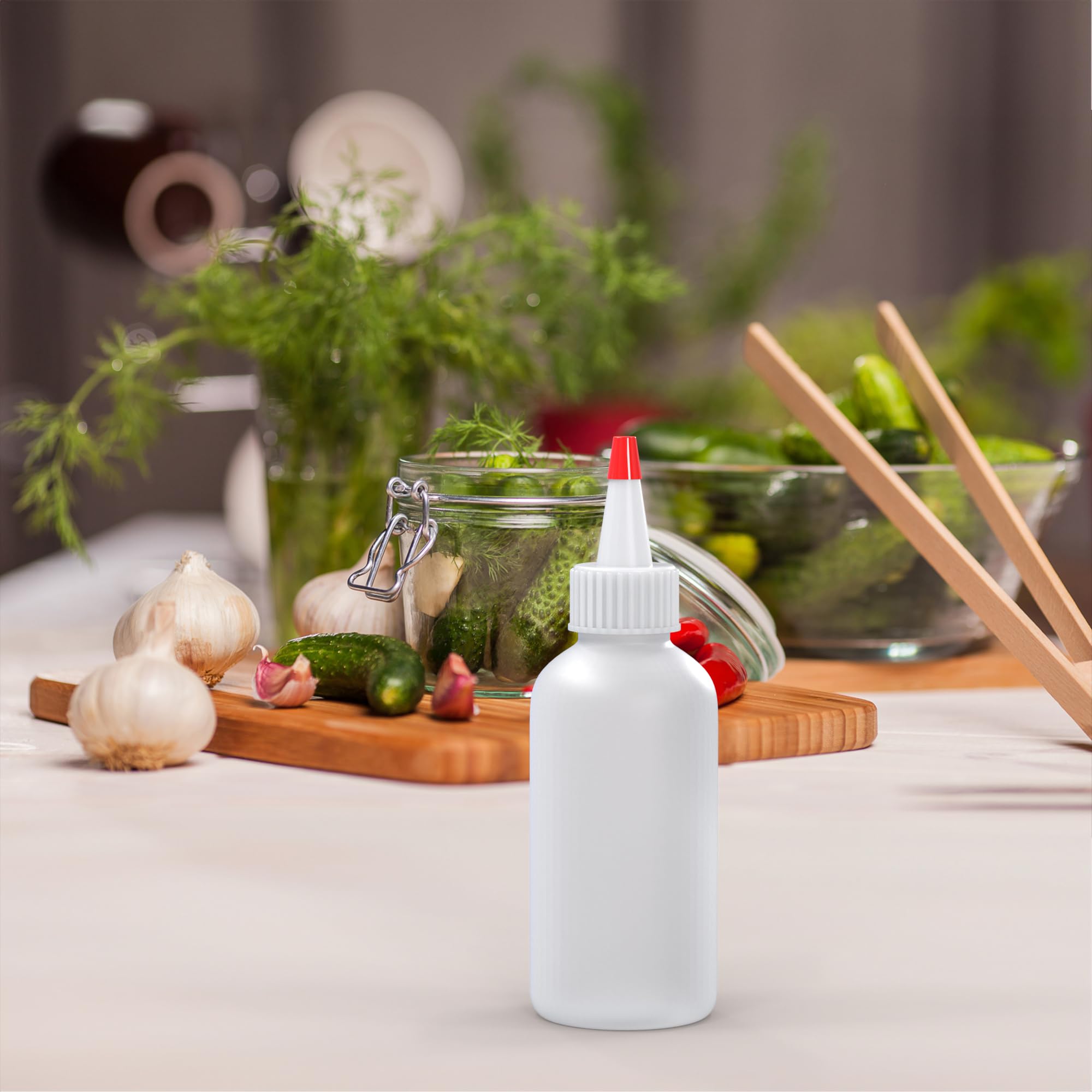 Brightfrom Condiment Squeeze Bottles - 4 Oz Squirt Empty Bottles, Red Top Cap, Leak Proof - Great For Ketchup, Mustard, Syrup, S