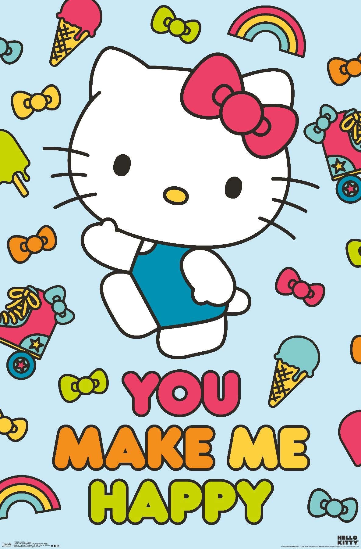 Trends International Hello Kitty - Happy Wall Poster, 14.725'' X 22.375'', Premium Unframed Version
