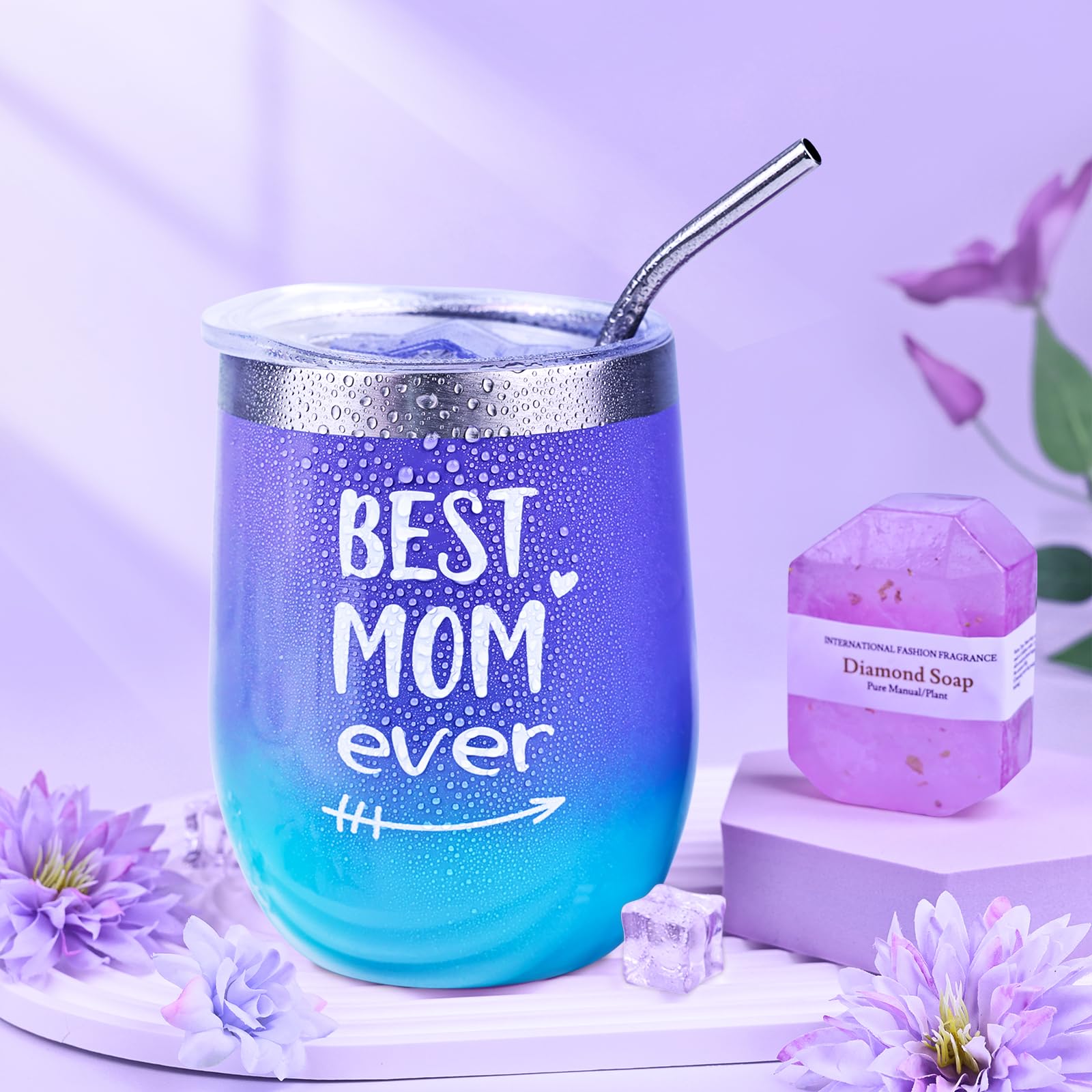 Birthday Gifts for Mom, Gifts Basket for Mom from Daughter Son,Mothers Day Relaxing Spa Set with Luxury Flannel Purple Blanket,S