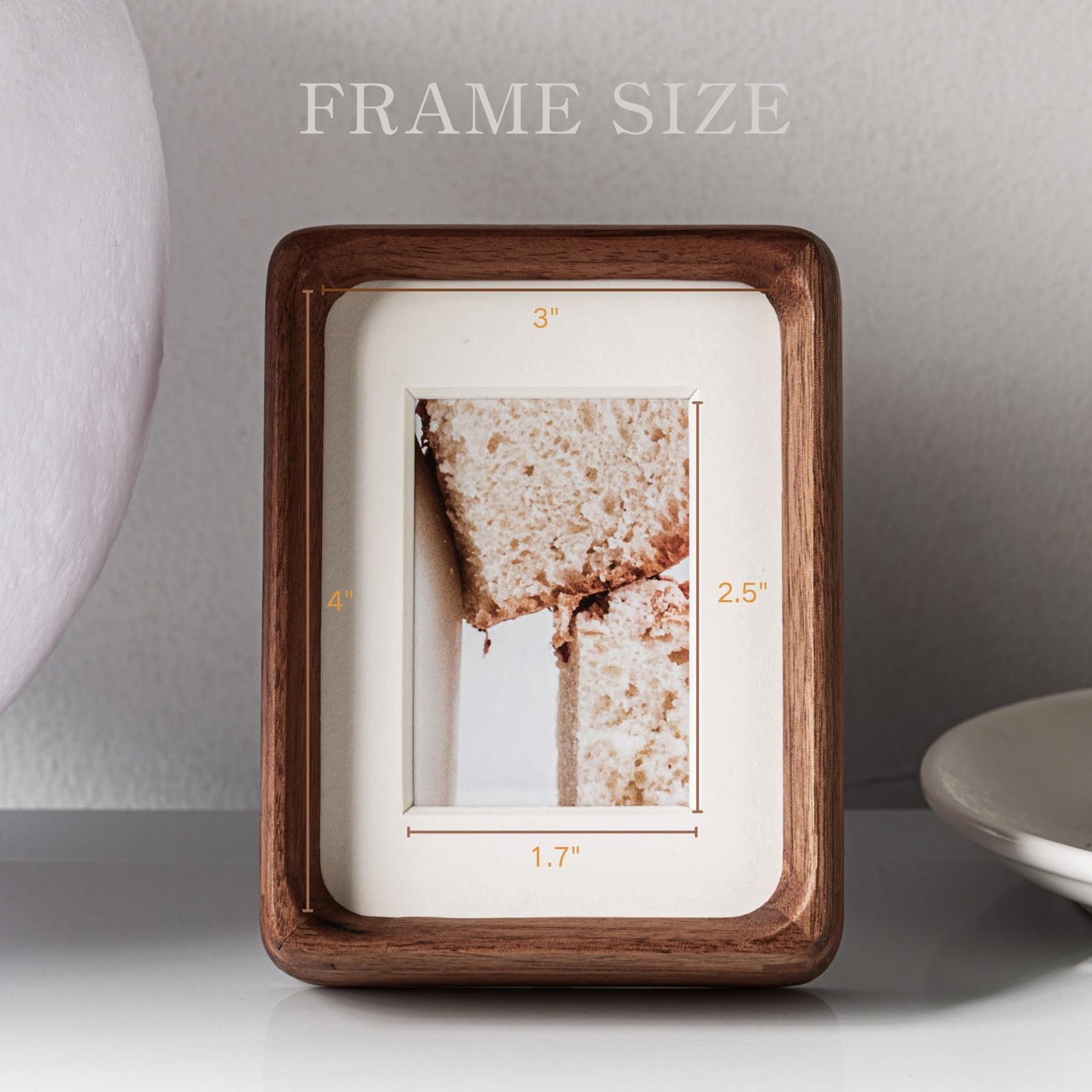 Youncewooder 3x4 Picture Frame with 2x3 Mat - Natural Walnut Wood small Rustic Frame, Wall & Tabletop Display for Family Photos