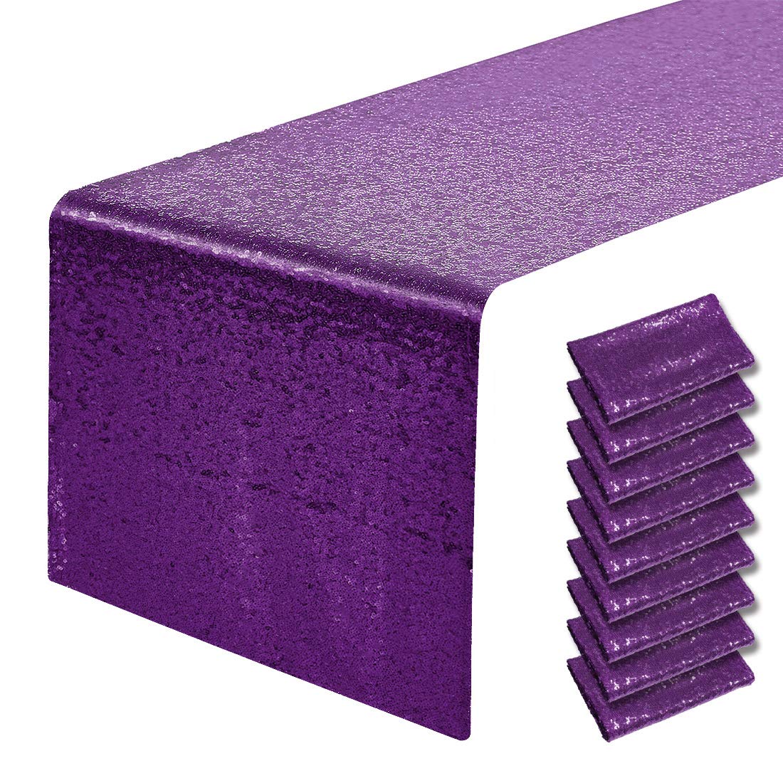 6 Packs 12 X 72 Inches Purple Sequin Table Runner, Glitter Runner For Birthday Party Supplies Decorations Wedding Bachelorette H