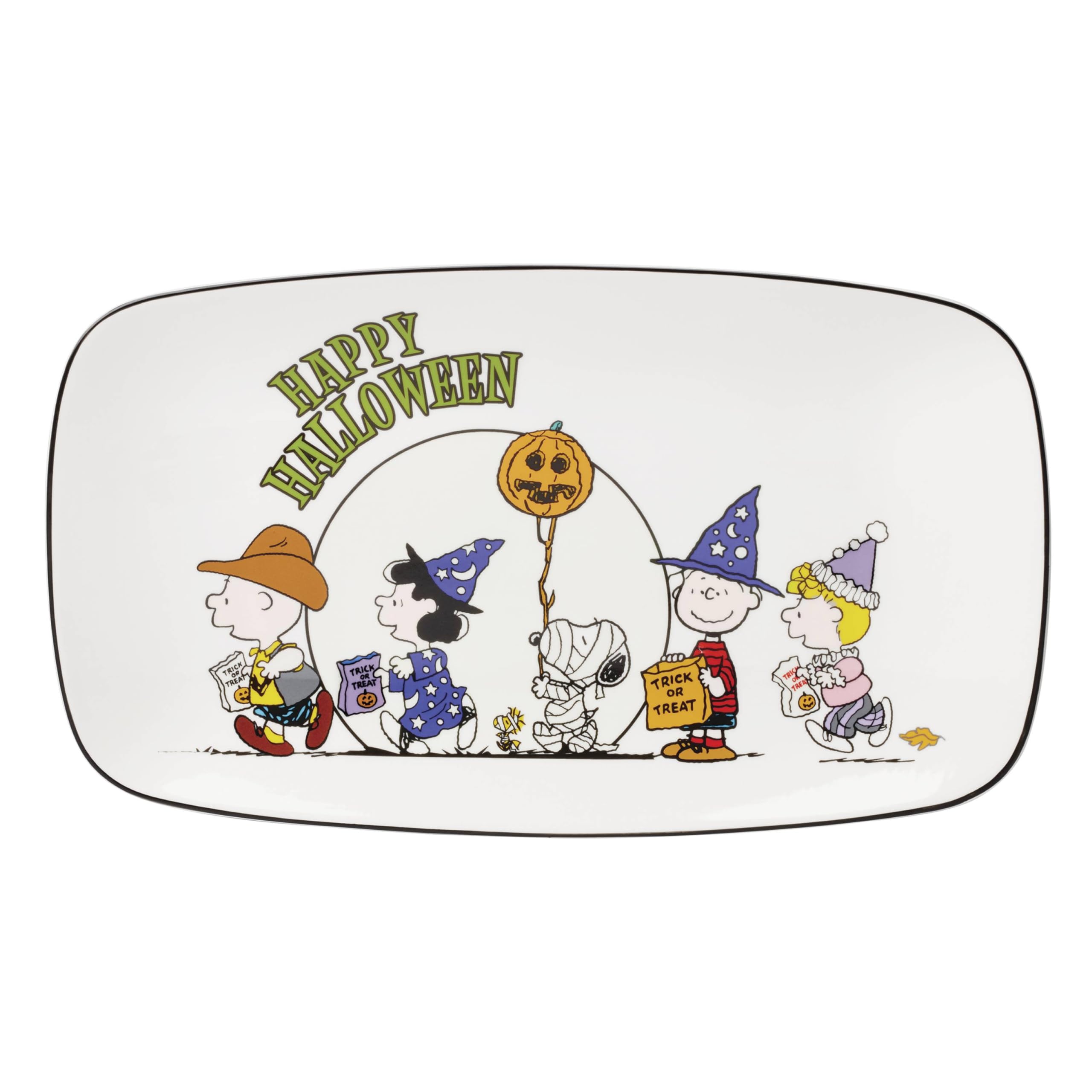 Lenox Serveware, The Great Pumpkin Hors DOeuvres Tray, Porcelain Tray, Halloween Decor Indoor, Hand Wash Only, Featuring Peanut