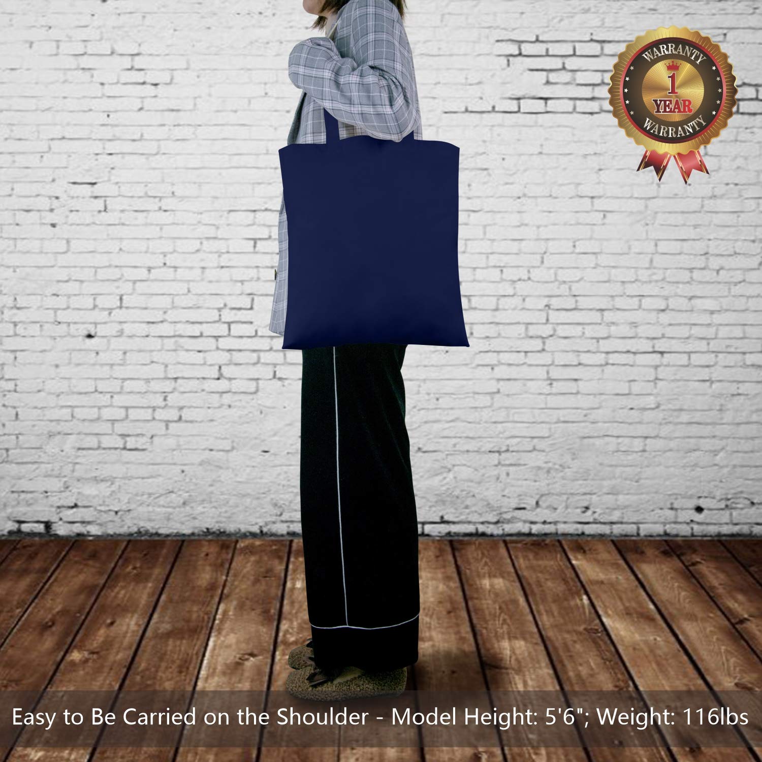 Topdesign 12-Pack Economical 16''X15'' Navy Blue Cotton Tote Bag, Lightweight Medium Reusable Grocery Shopping Cloth Bags, Suita