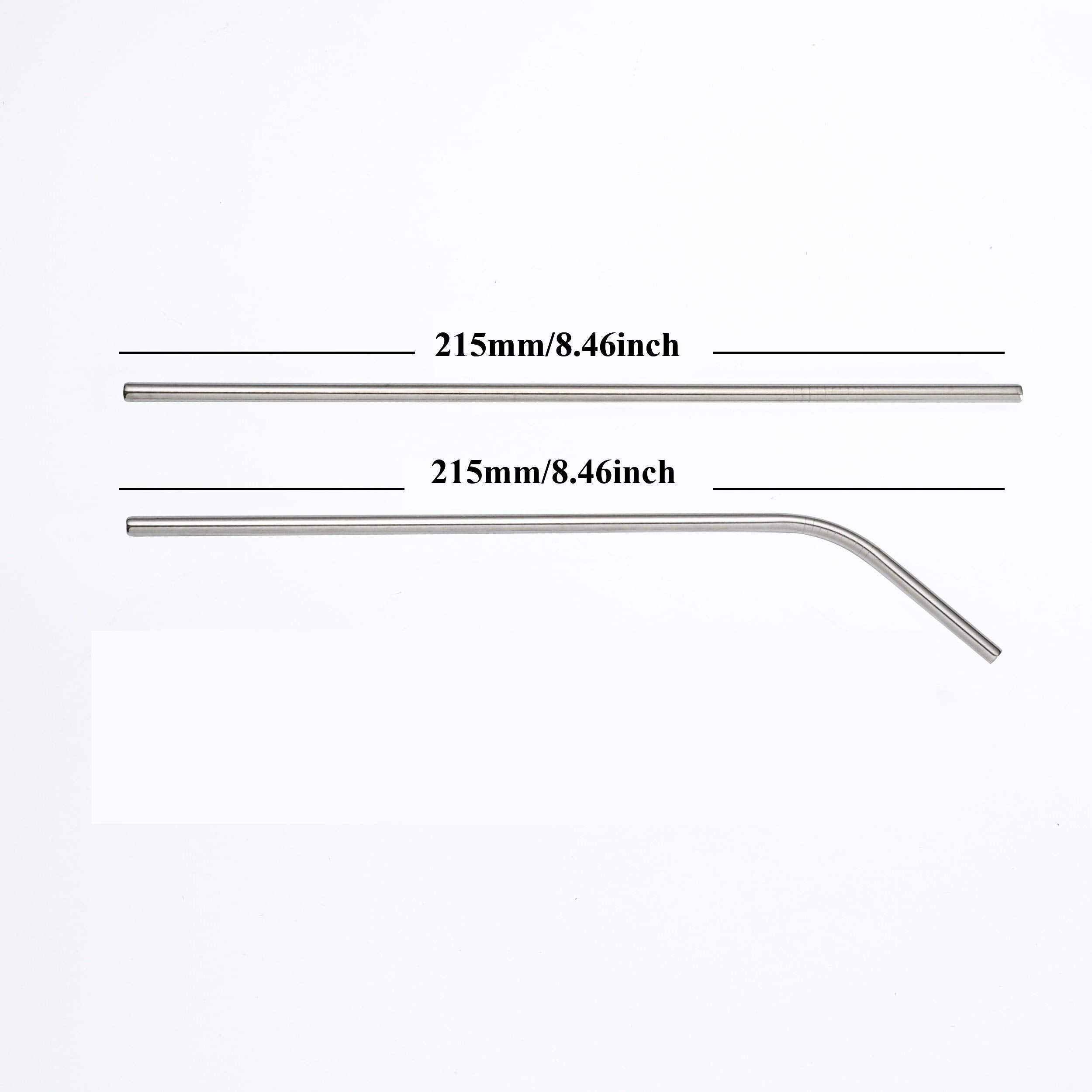Reusable Metal Straws 50Pack,8.5''Stainless Steel Straws In Bulk 215X6Mm Straight Bent Curved Drinking Straws For 20Oz Tumblers