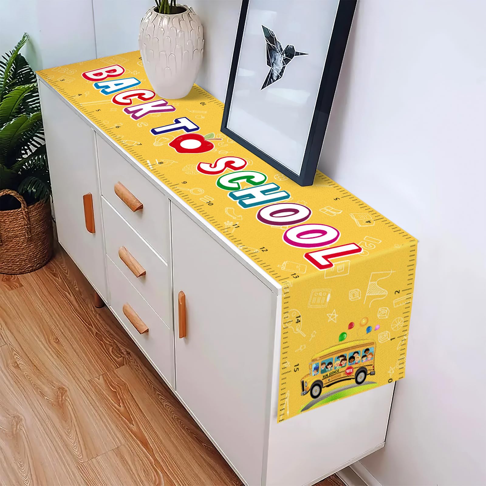 Back To School Table Runner, Ruler Table Runner Back To School Decorations For The Home, Back To School Table Cloth For Classroo