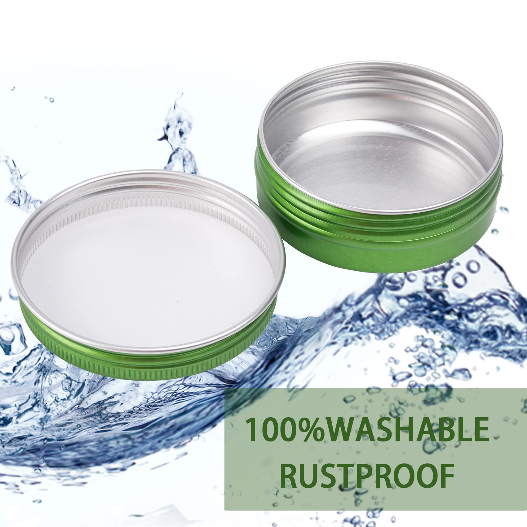 2 Oz / 60Ml Screw Top Aluminum Tin Jar With Screw Lid And Blank Labels - Pack Of 23 (Green)