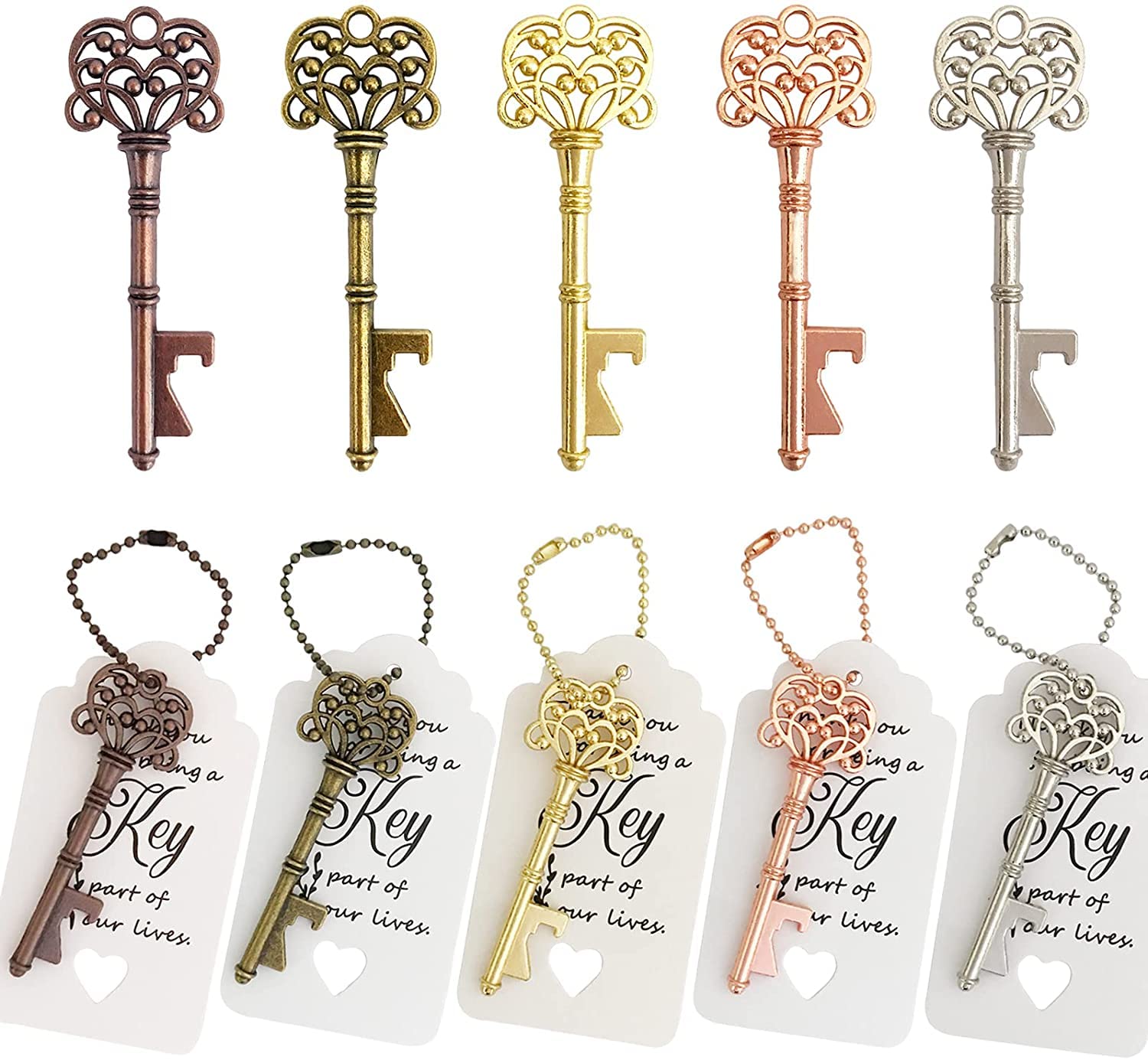 Wodegift 100 Pcs Wedding Favors Key Bottle Openers,Bridal Shower Party Favors,Vintage Skeleton Key, Rustic Wedding Favors Decora