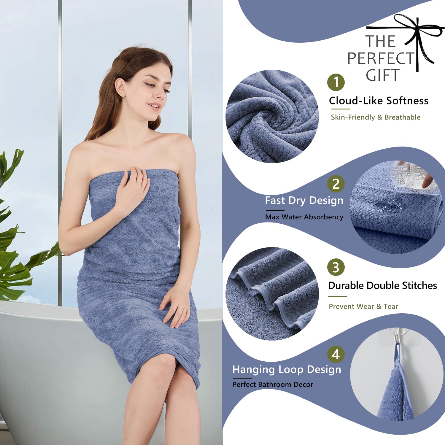 4 Piece Bath Towel Oversized Bath Sheet 35''X70'' Bathroom Towel Extra Large Bath Towel Set Highly Absorbent Quick Dry Softtowel