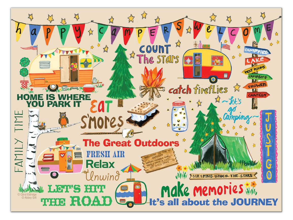 Abbey Gift Happy Campers Glass Cutting Board (57831)