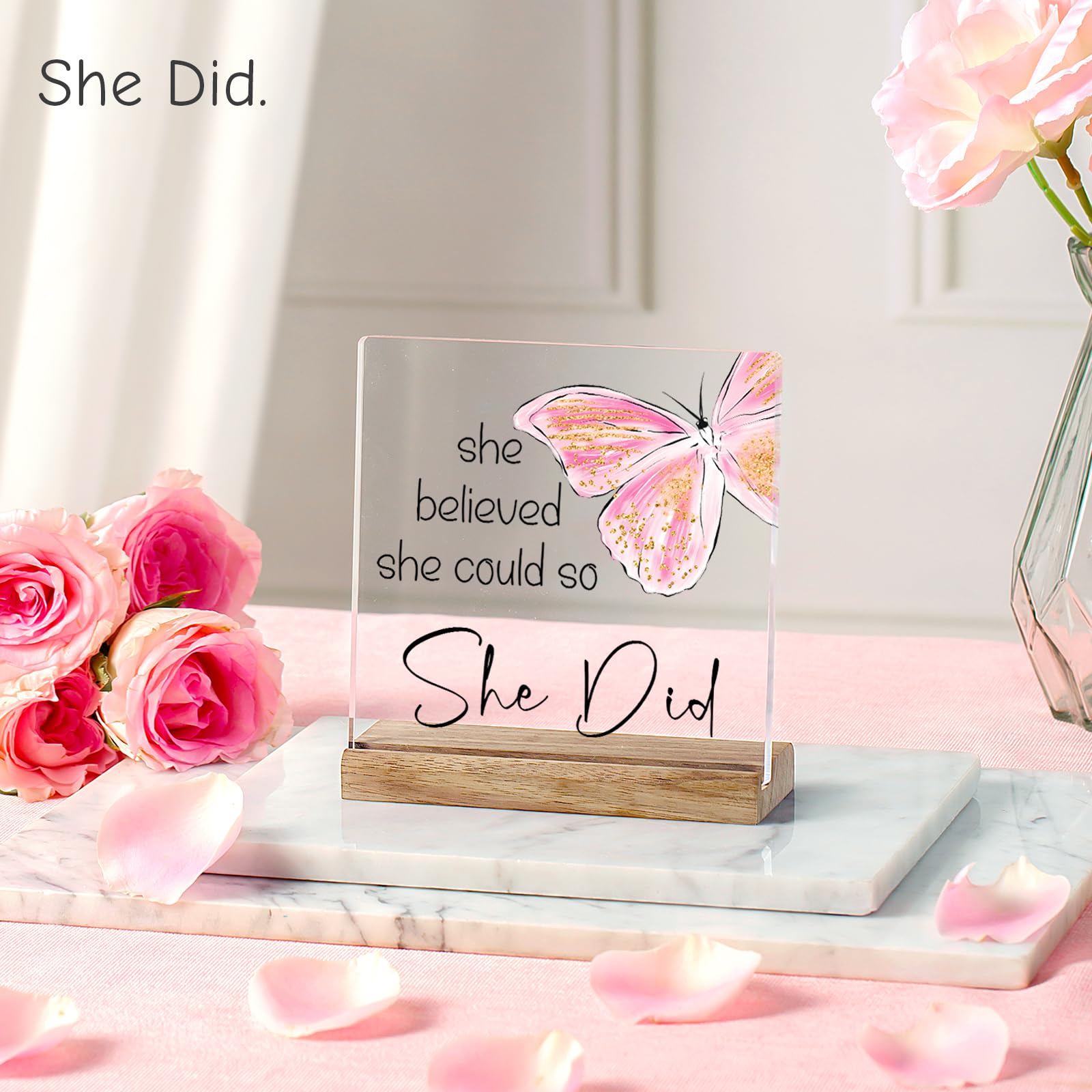 FreeJac Congratulations Gifts for Women - College Graduation Gifts for Her New Job Gifts - She Believed She Could so She Did Acr