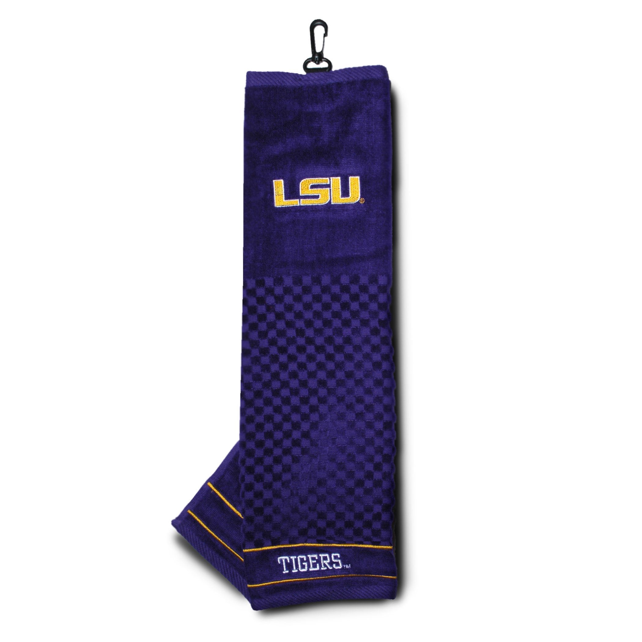 Team Golf Ncaa Lsu Tigers Embroidered Golf Towel Embroidered Golf Towel, Checkered Scrubber Design, Embroidered Logo