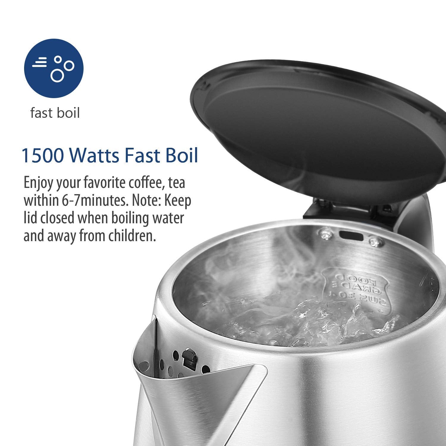 Comfee' 1.7L Stainless Steel Electric Tea Kettle, Bpa-Free Hot Water Kettle Electric With Led Light, Auto Shut-Off And Boil-Dry