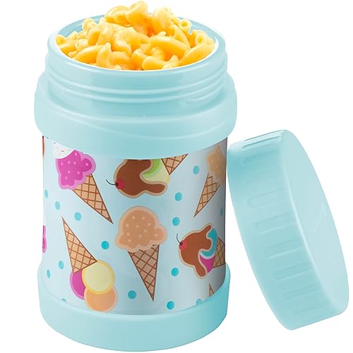 Bentology Stainless Steel Insulated 13oz Thermos for Kids - Ice Cream - Large Leak-Proof Lunch Storage Jar for Hot or Cold Food  Soups  Liquids - BPA Free - Fits in Most Lunch Boxes and Bags