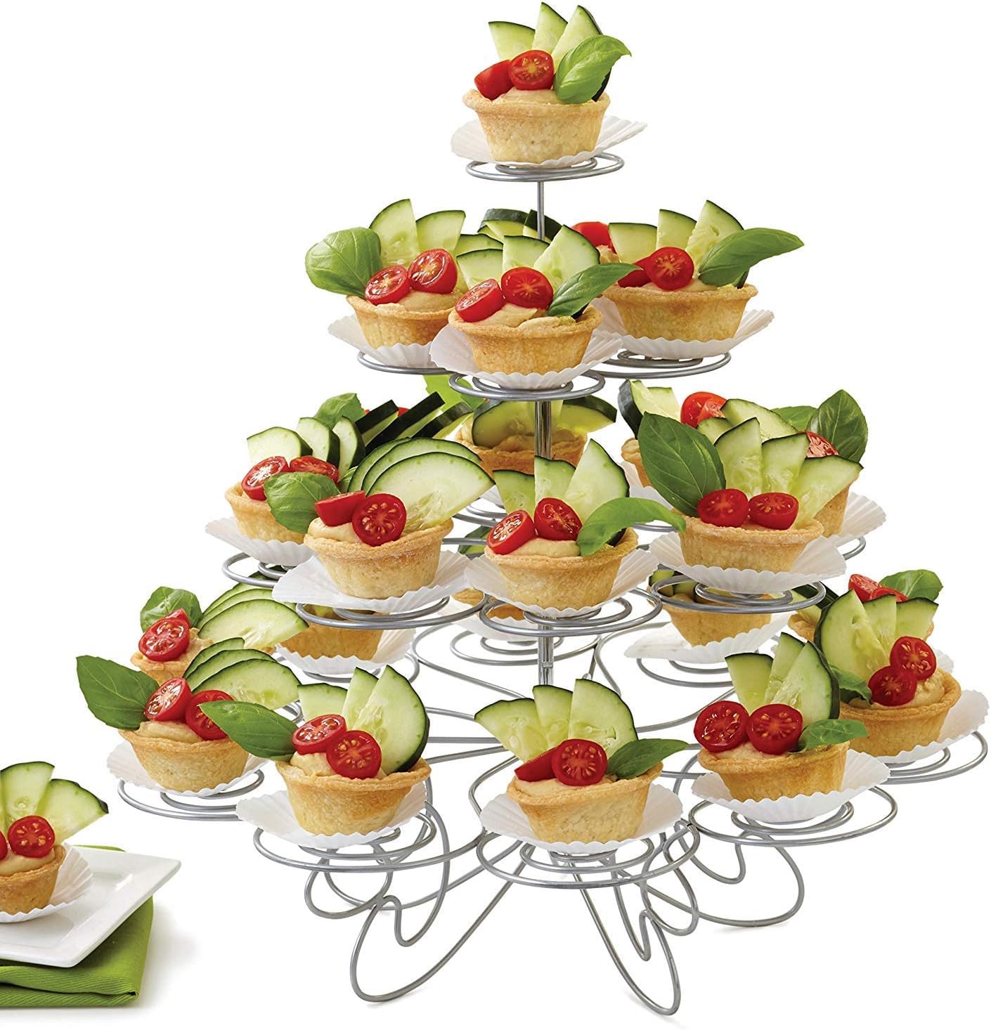 Resulzon 4-Tier Cupcake Stand -Stainless Steel Dessert Tree Tower Display For Christmas, Weddings, Birthday Parties, Weddings, C