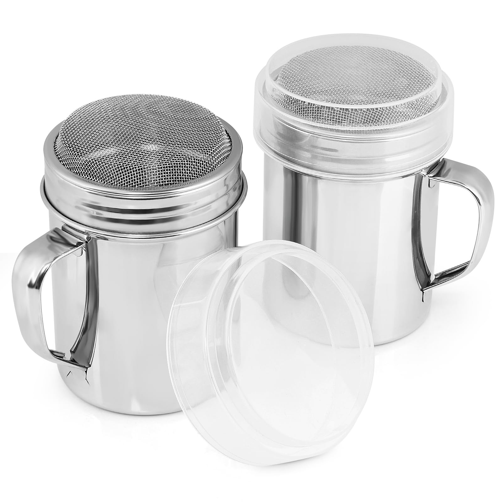 Accmor 2Pcs Powdered Sugar Shaker Duster, Cinnamon Shaker Flour Sifter, 10Oz Stainless Steel Fine Mesh Dredges Shakers For Cinna