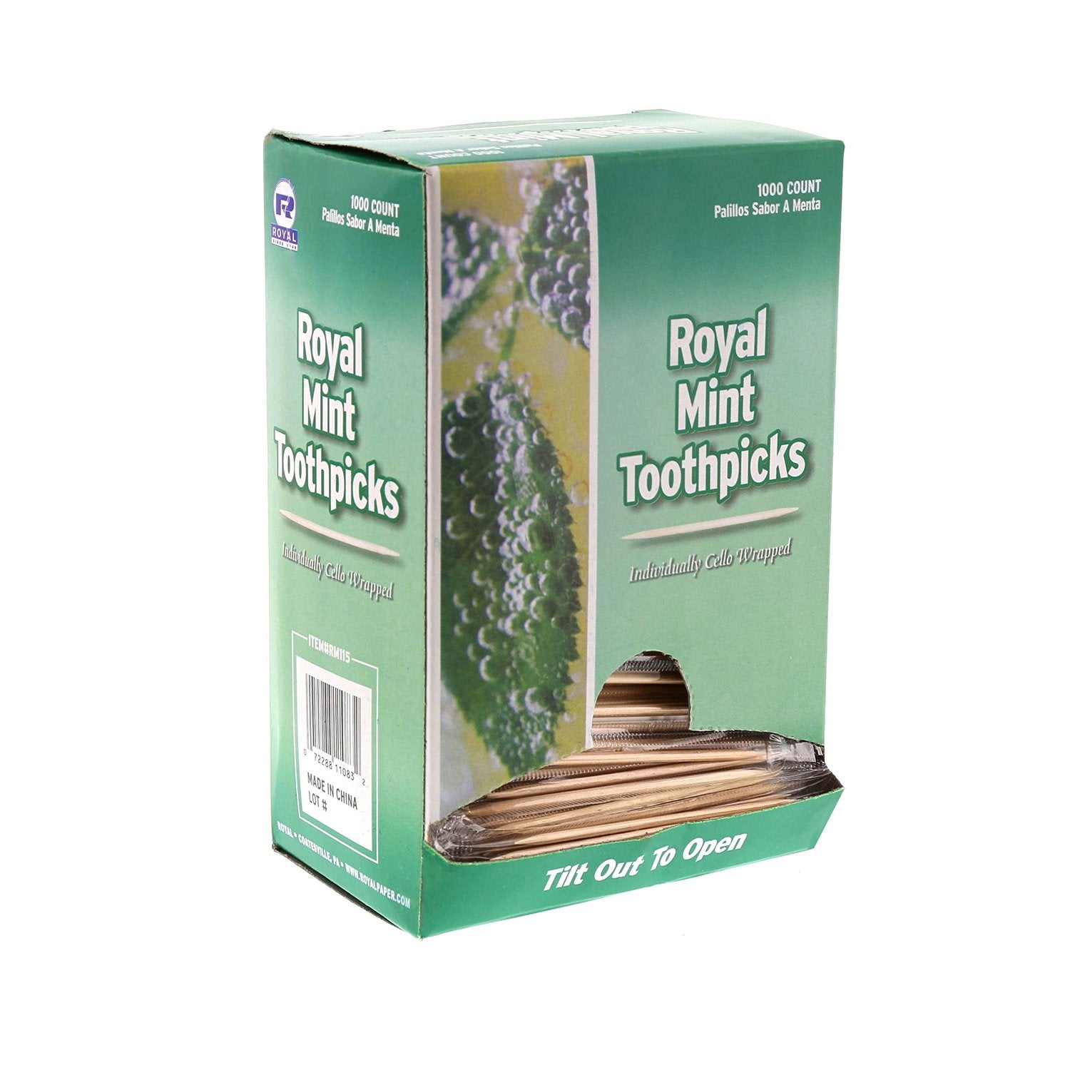 Royal Fba_Riw12S Plain Individual Cello Wrapped Toothpicks, Package Of 1000, 2.5'', Beige